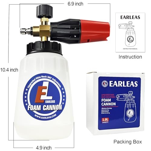 Foam Cannon for Pressure Washer, 1 Liter Bottle, 1/4 Inch Quick Connector,