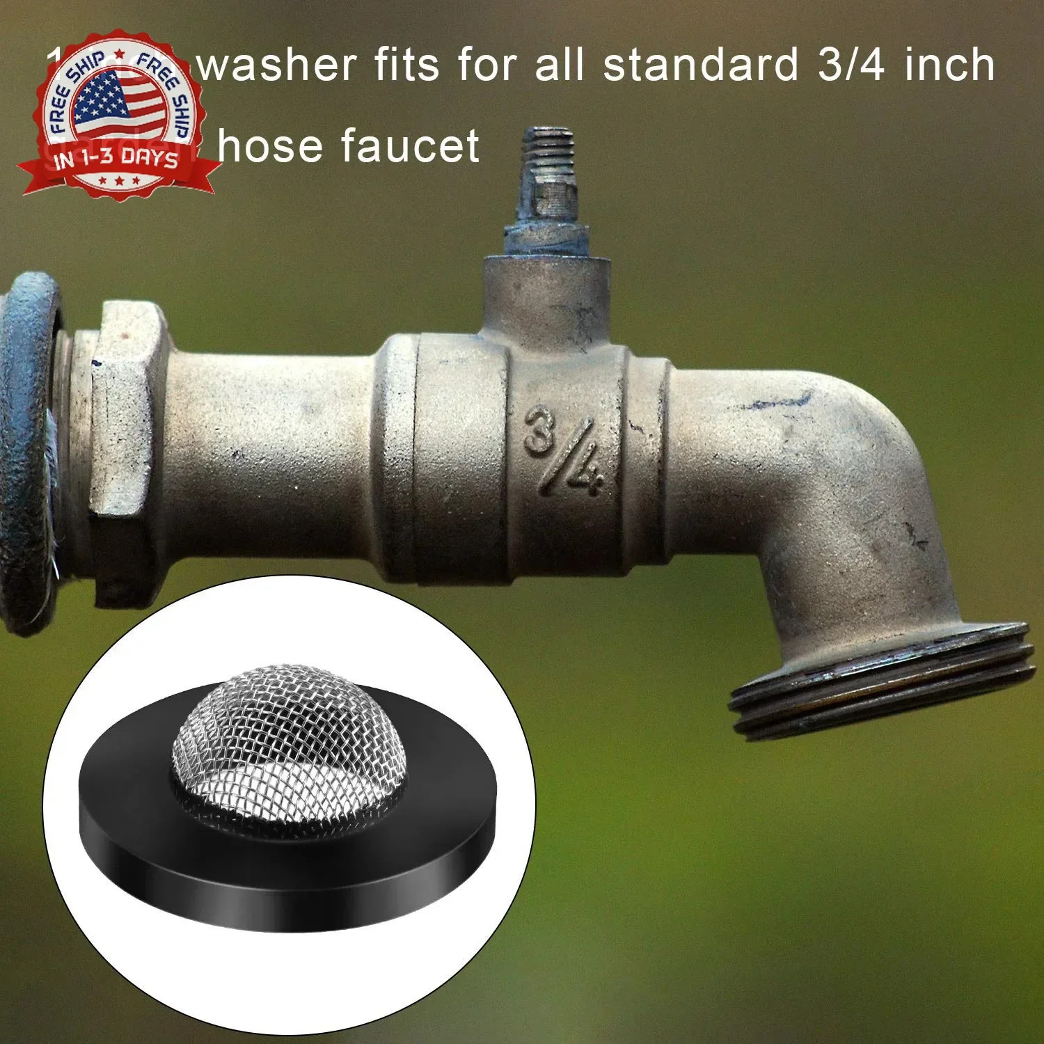 20 Pcs Hose Washer with Screen Filter Washers Stainless Steel & Black Rubber Fil