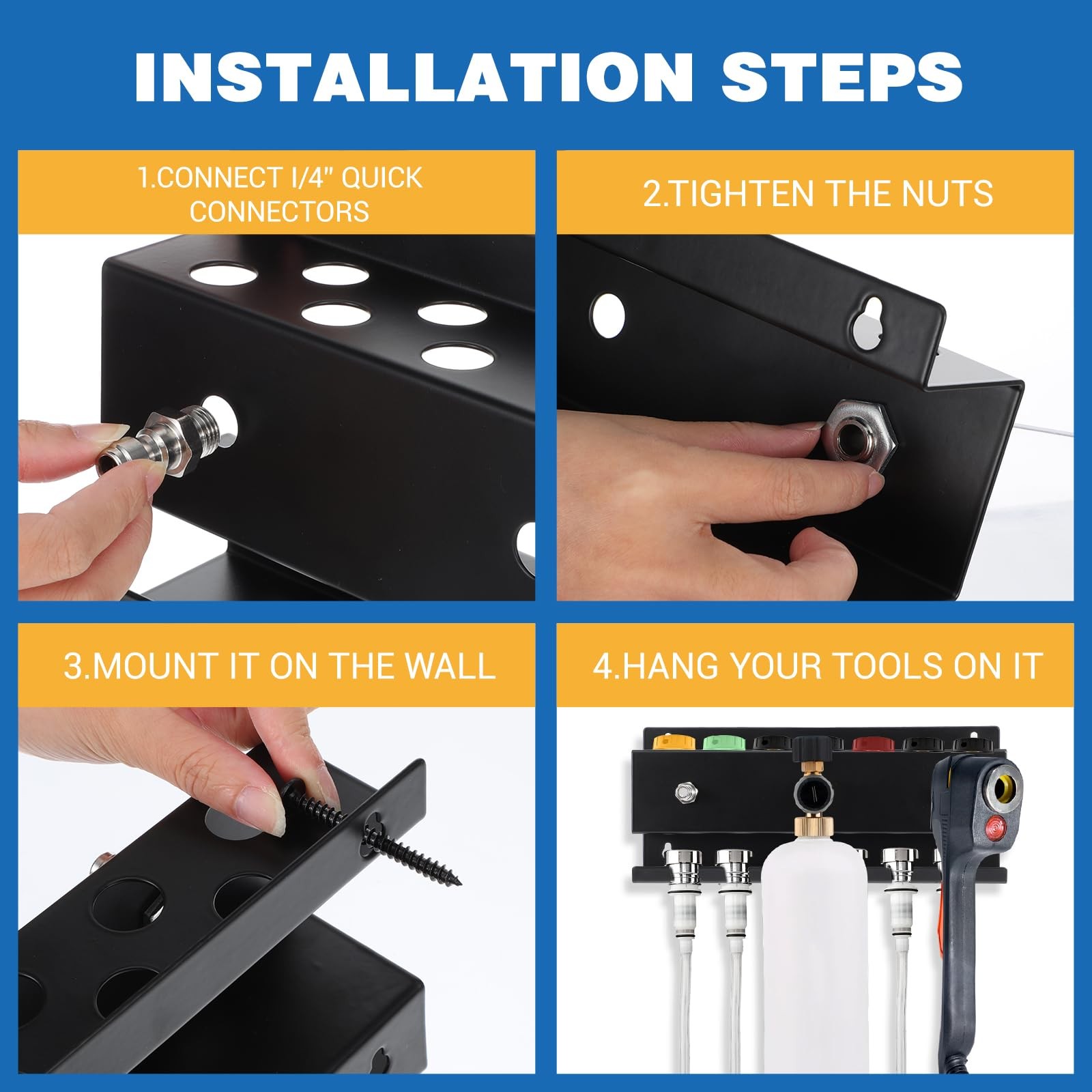 Wall Mount Pressure Washer Holder Metal Storage Rack For Nozzles/Wands