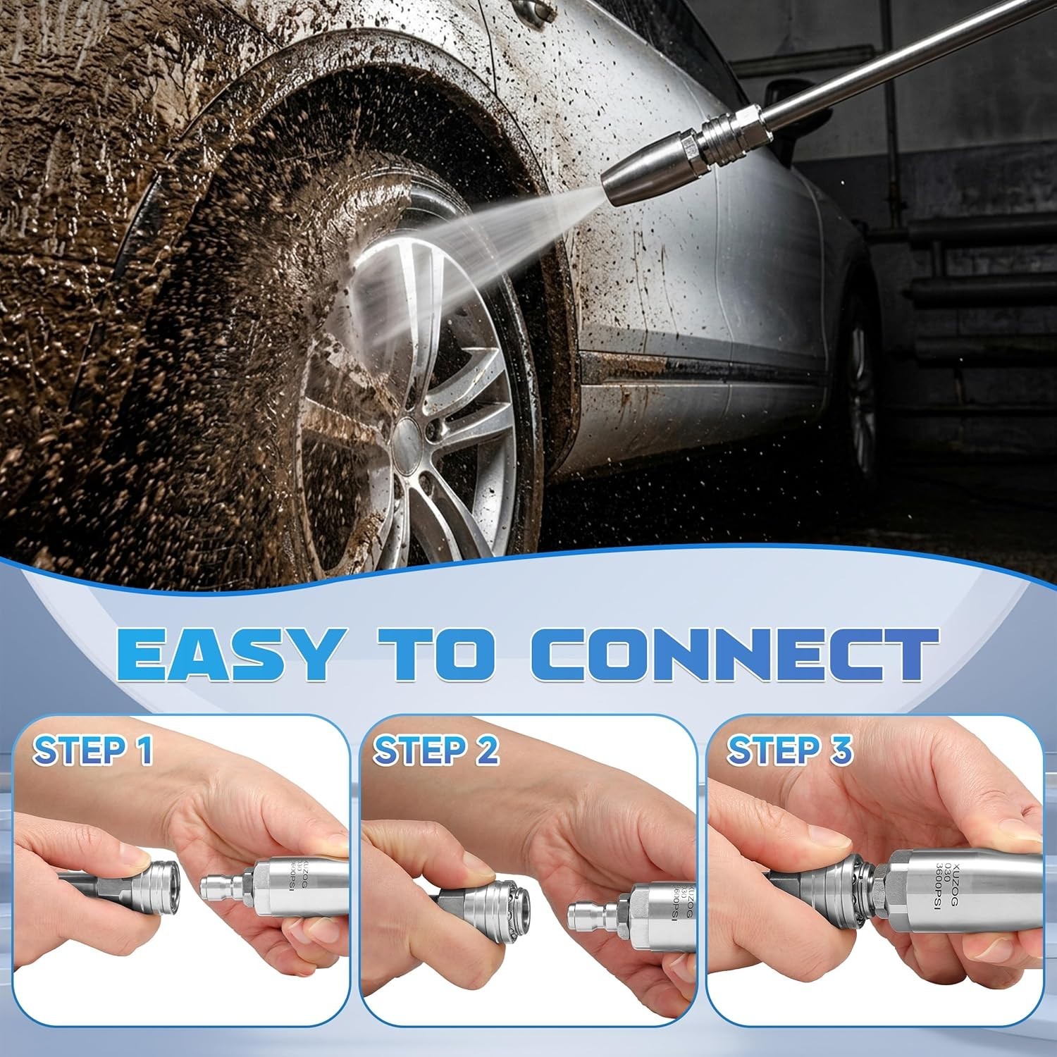 Turbo Nozzle Pressure Washer, 3600 PSI Stainless Steel Power Washer Nozzle