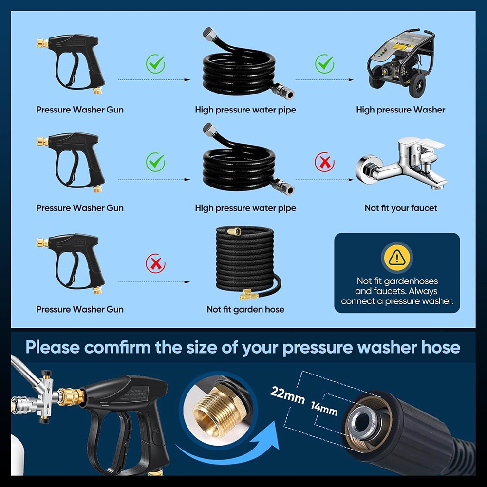 US Foam Cannon for Pressure Washer with Dual-Connector&Short Pressure Washer Gun