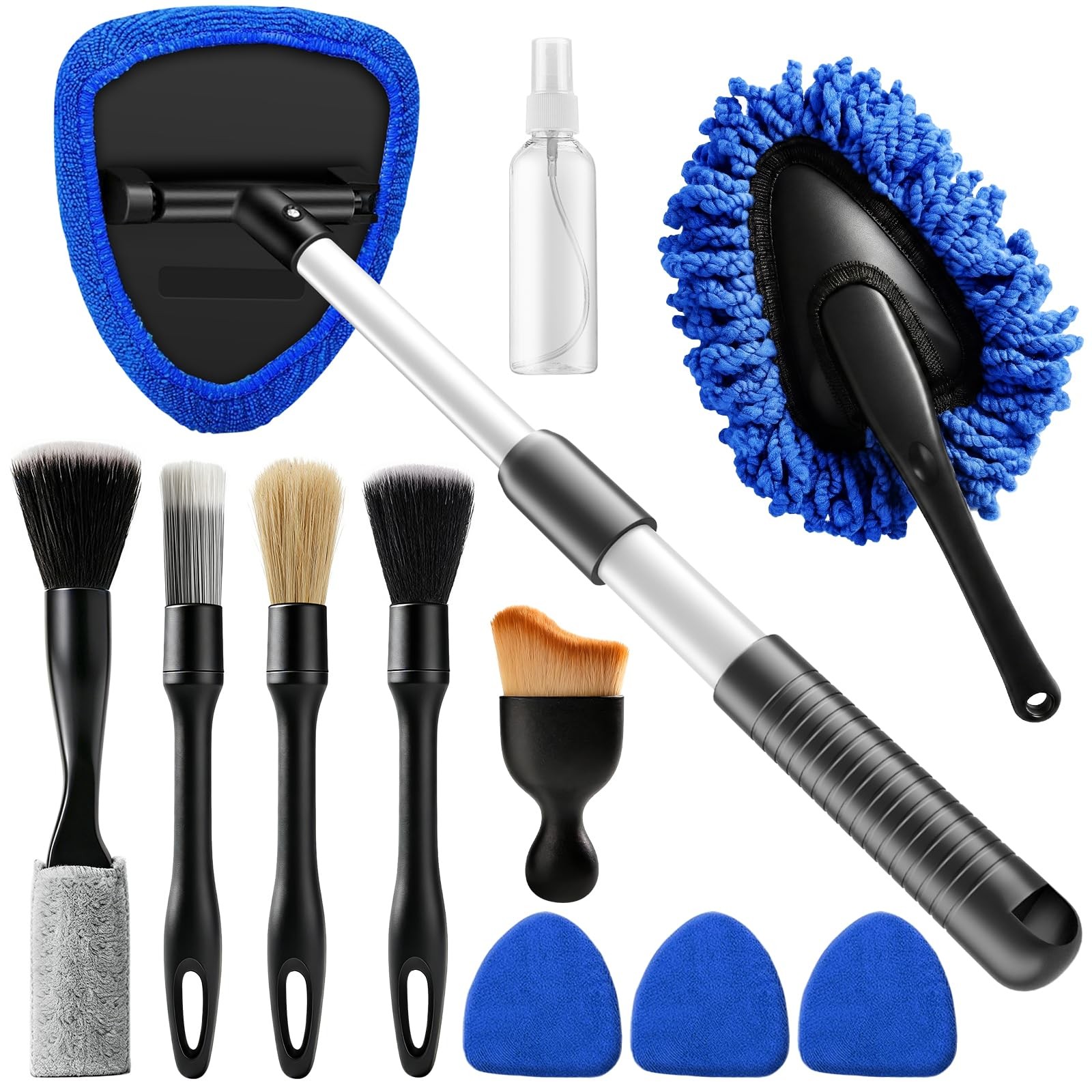 Windshield Cleaner Tool, 12Pcs Car Cleaning Kit, 23-inch Extendable Handle wi…