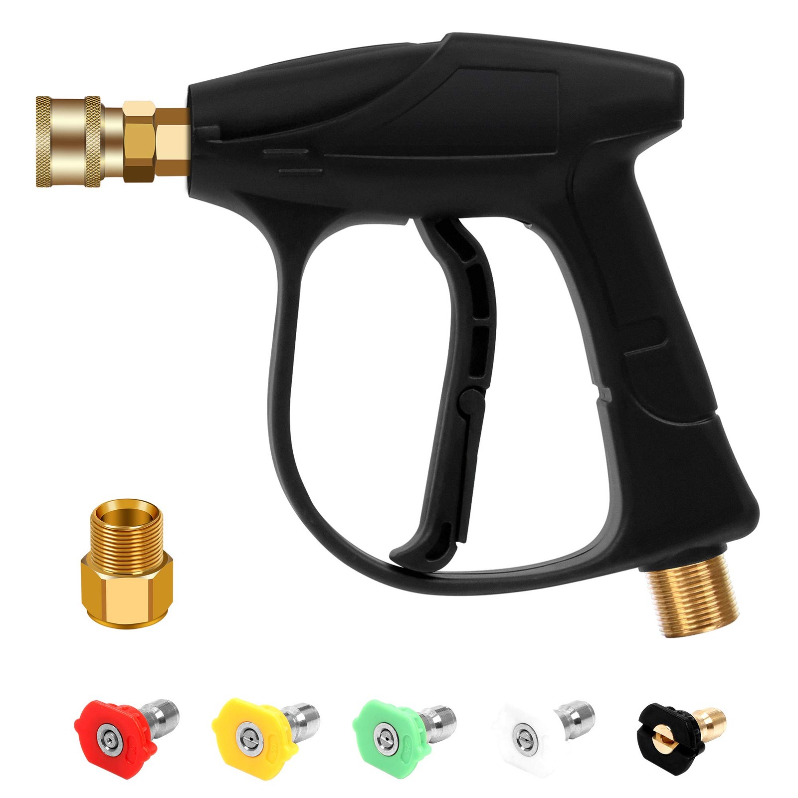 High Pressure Washer Gun 4350PSI with 5 Nozzles & M22 Brass Coupler