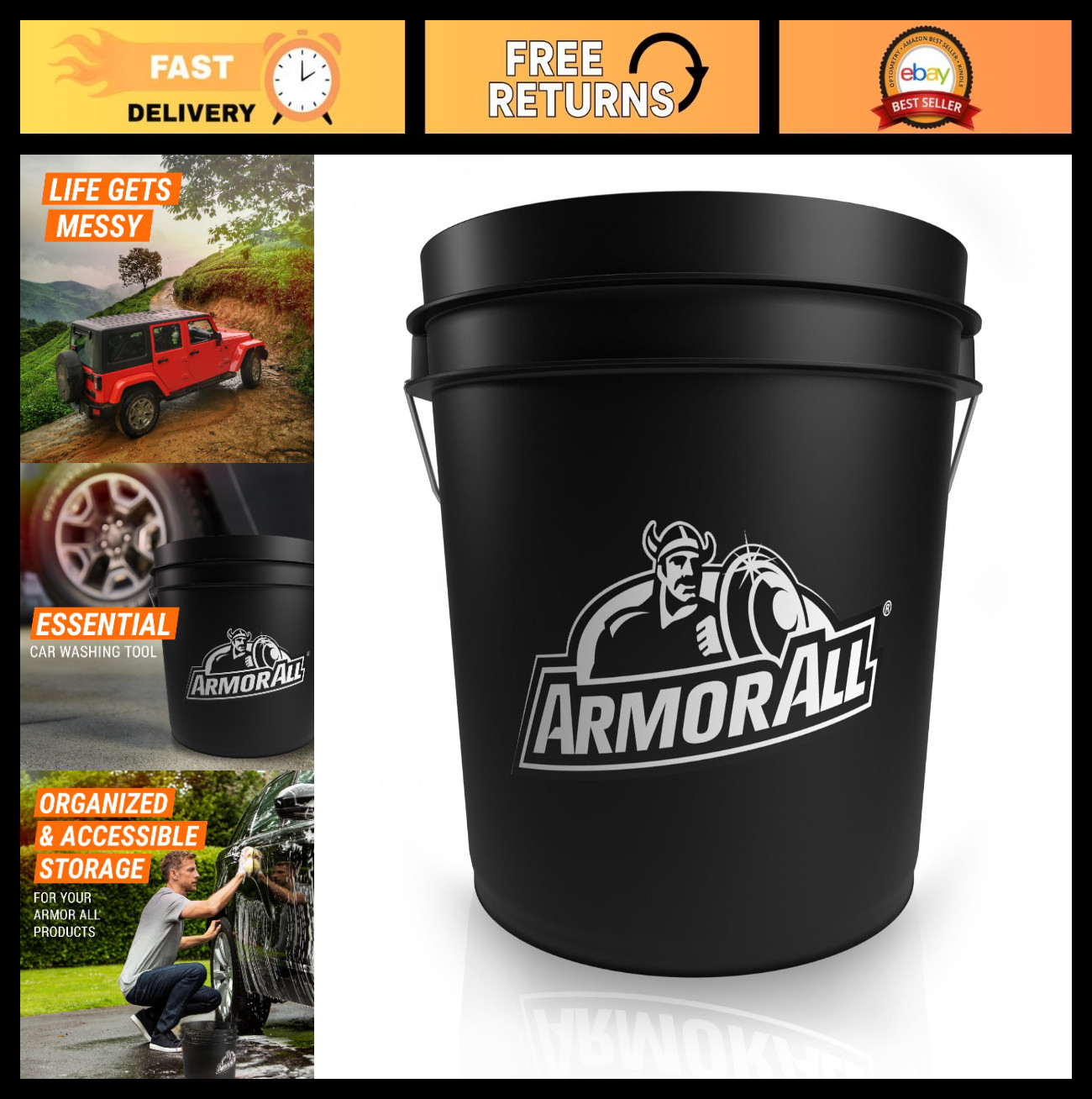 Heavy Duty Car Wash Bucket – 3.5 Gallon, Durable Cleaning Tool for Vehicles