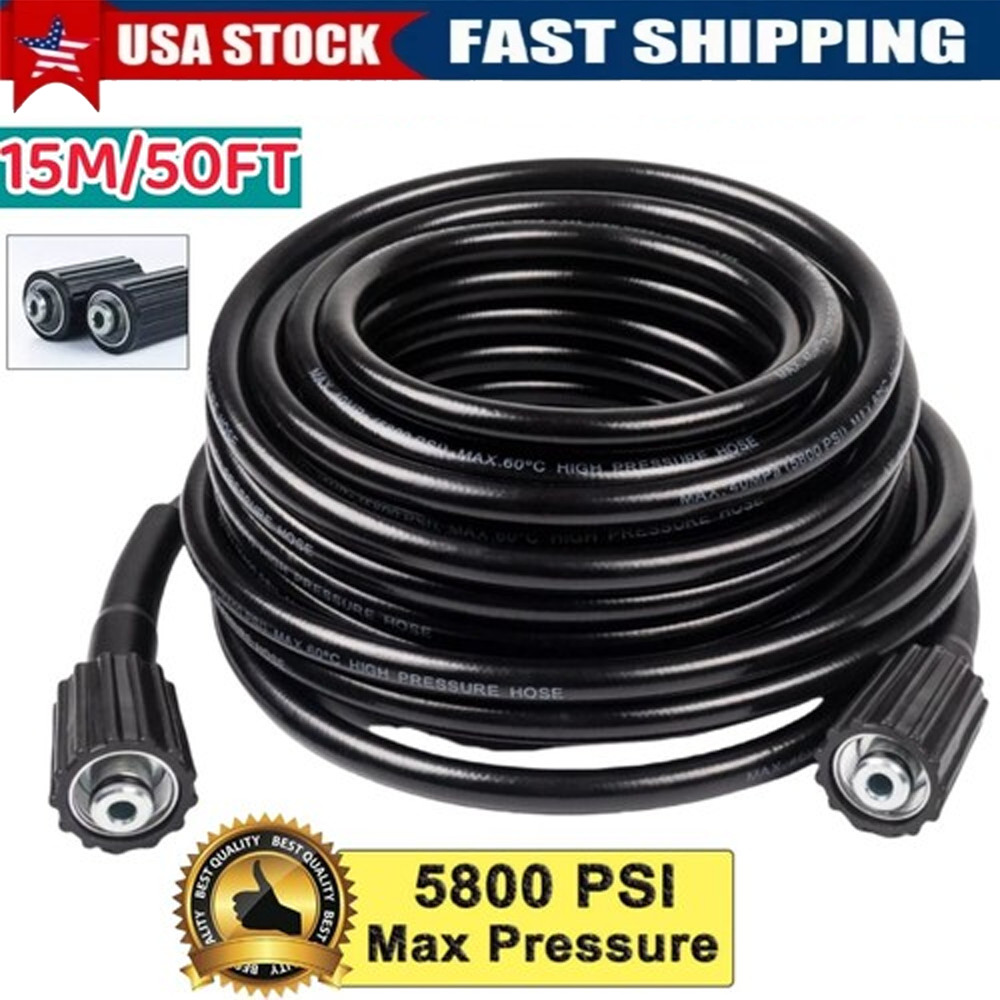 High Pressure Washer Hose 15M/50FT 5800PSI M22-14mm Power Washer Extension Hose