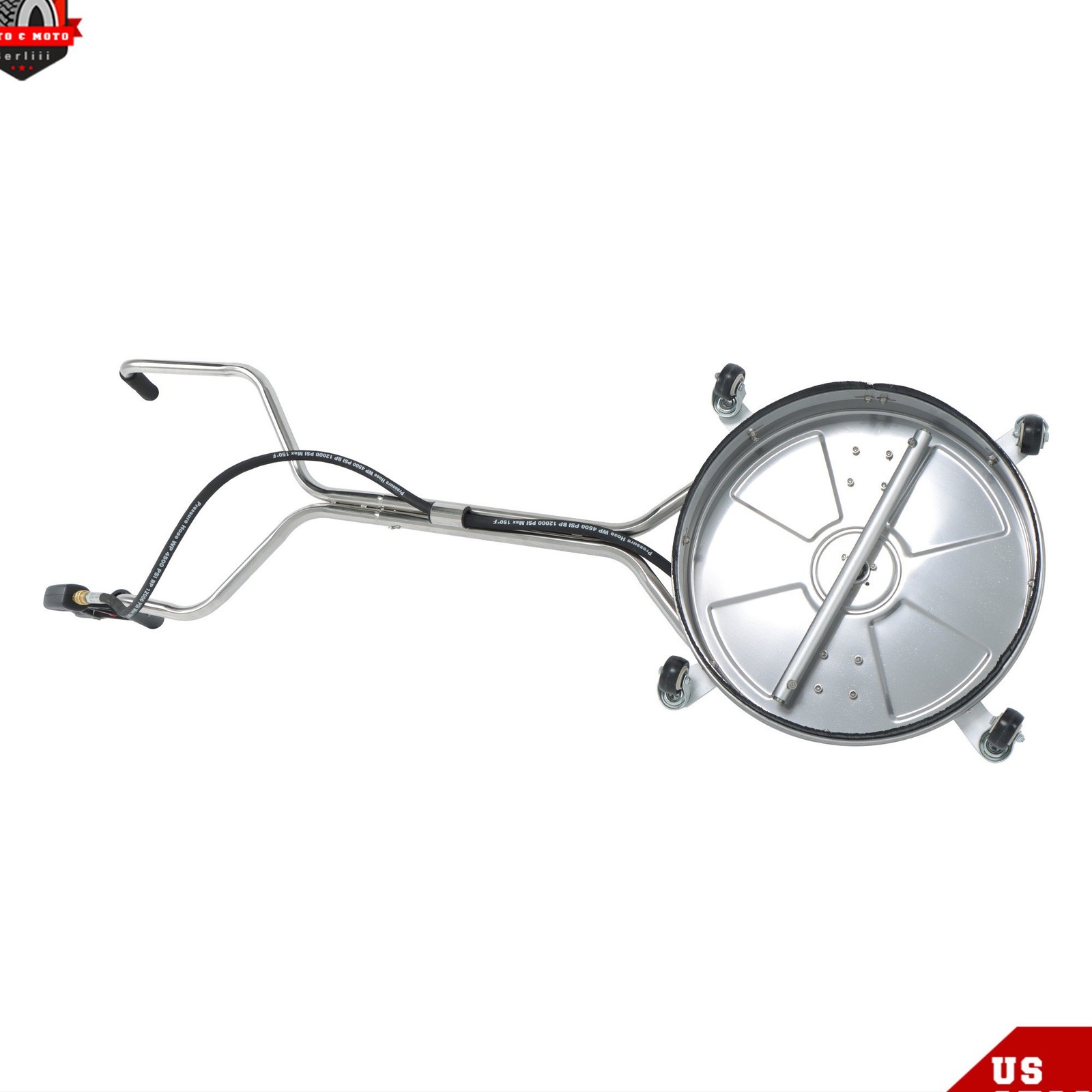 18″ Dual Handle Quick Connect Pressure Washer Surface Cleaner 6000PSI w/ 4Wheels