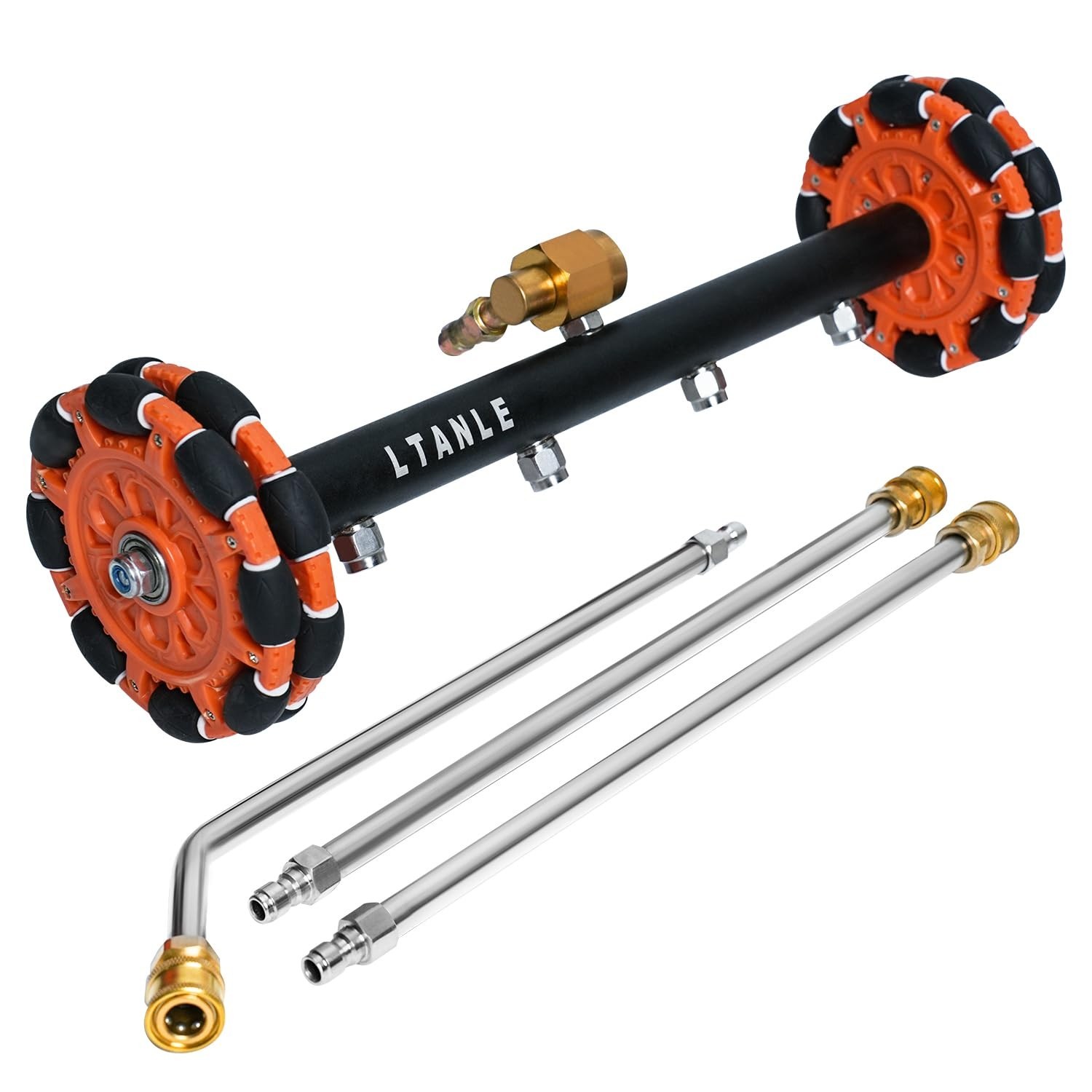 2-in-1 Horizontal Pressure Washer Undercarriage Cleaner, 15″ Water Broom & Surfa