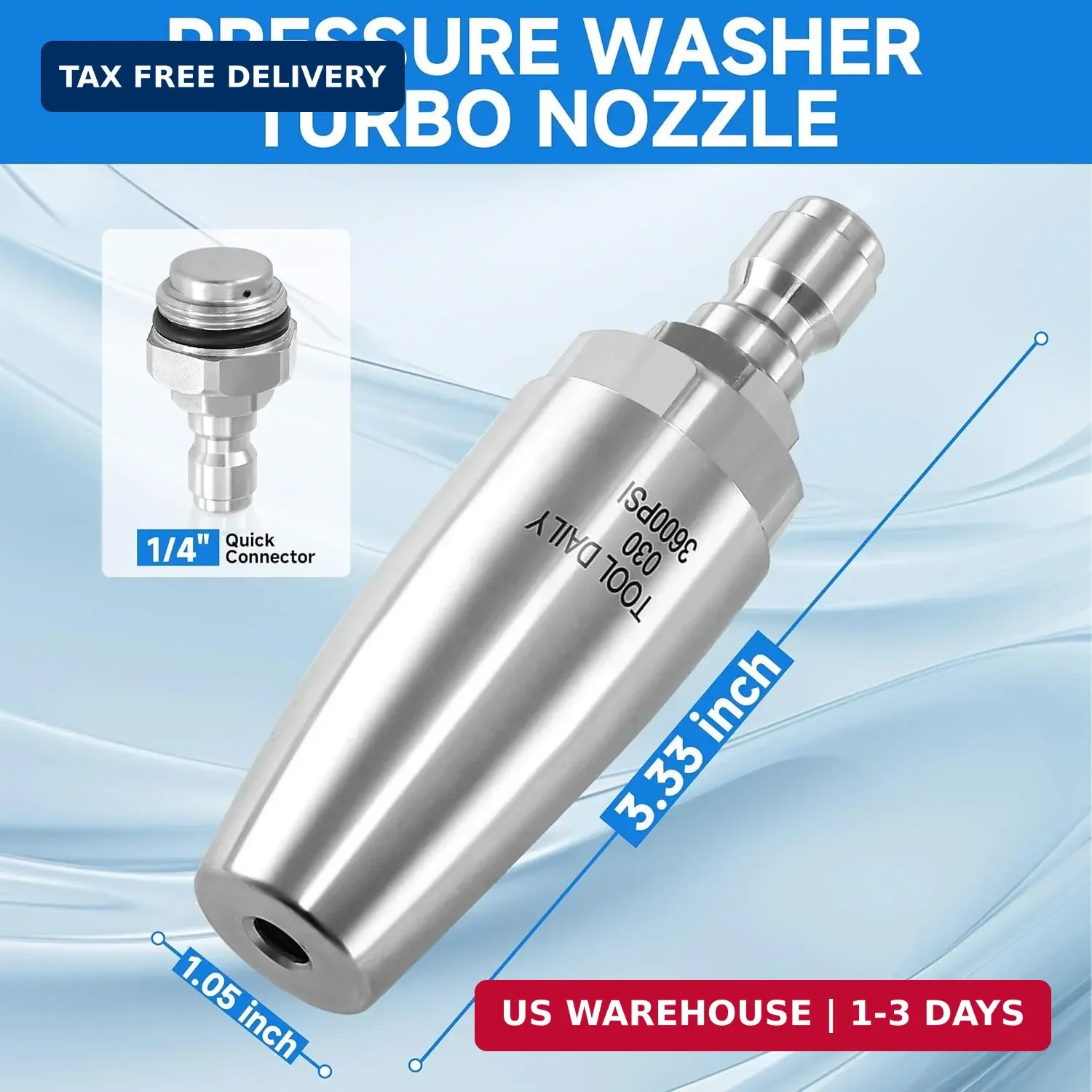 Tool Daily Turbo Nozzle Pressure Washer Stainless Steel, 360° Rotating Pressure
