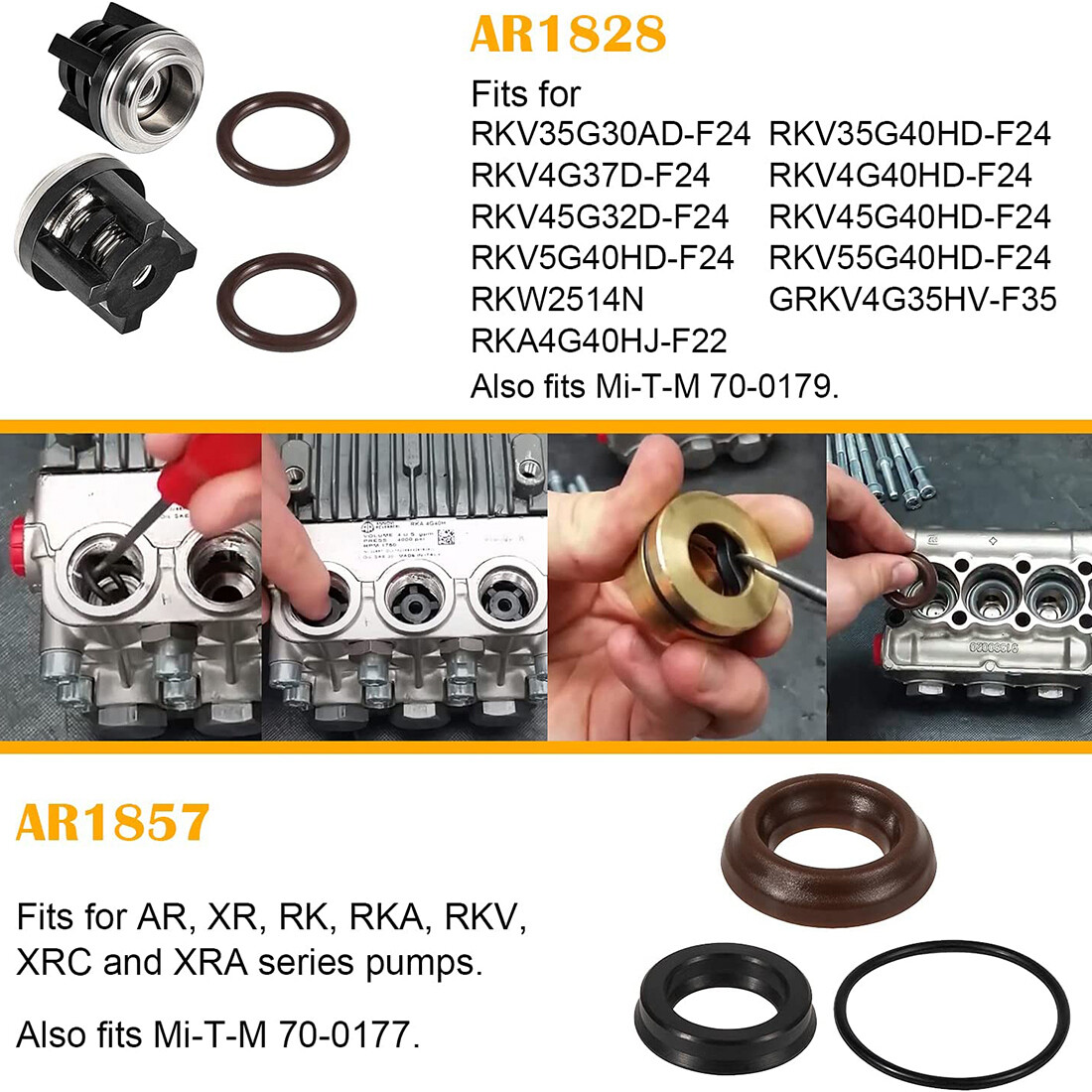 AR1828 Water Pump Check Valve& AR1857 Pressure Washer Packing Kit for 18mm XR RK