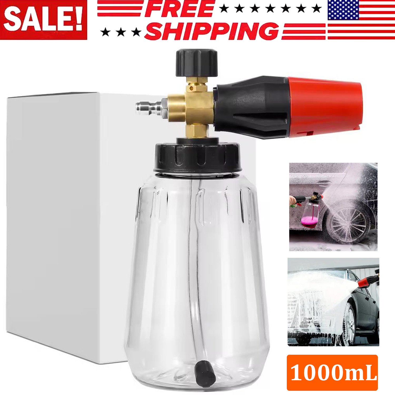 1L Snow Foam Lance Cannon Soap Bottle Sprayer Pressure Washer Gun Jet Car Wash