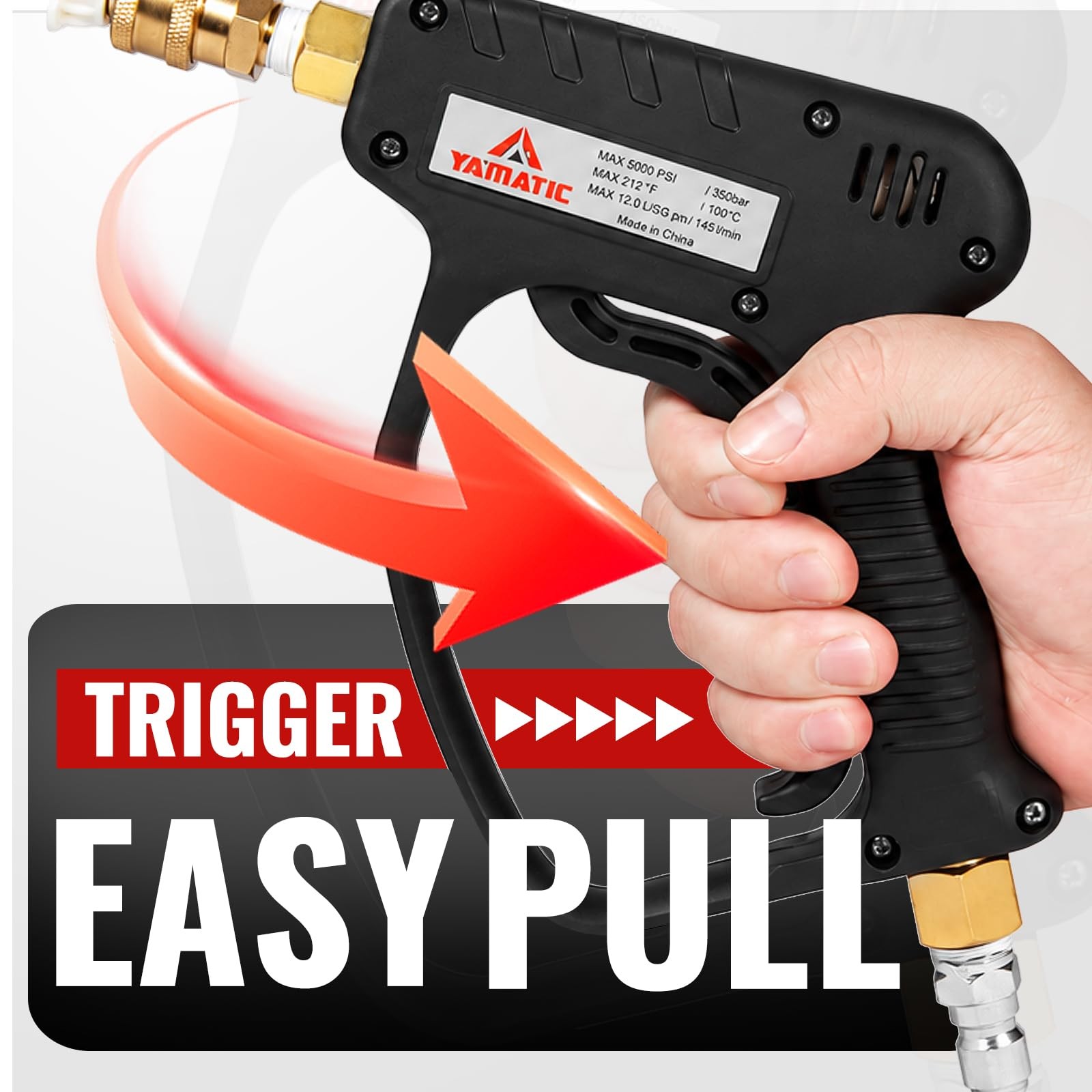 Short Pressure Washer Gun with Swivel, 5000 PSI Power Washer Wand Stubby Trig…