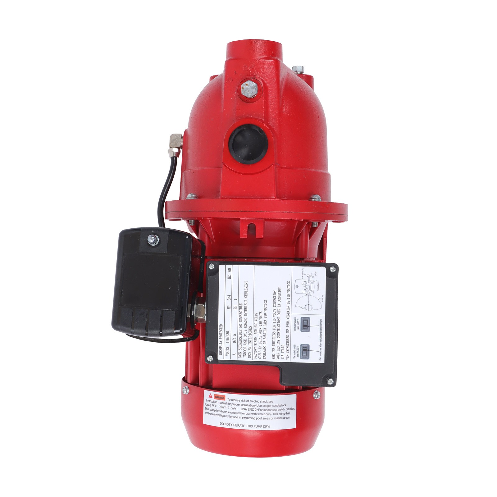 Cast Iron 115/230V Dual Voltage Shallow Well Jet Pump 3/4-HP 13-GPM, 97080701