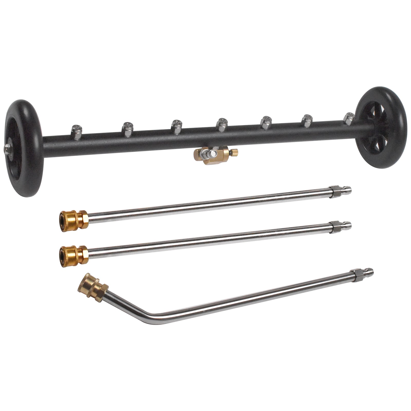 24″ 2 in 1 Pressure Washer Undercarriage Cleaner with 7 Nozzles 3 Extension Rods