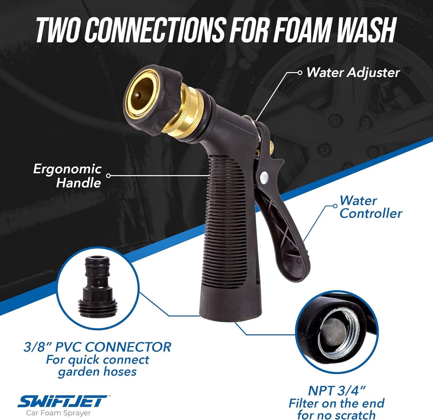 Car Wash Foam Gun Microfiber Mitt Cannon Works Any Soap Garden Hose Sprayer