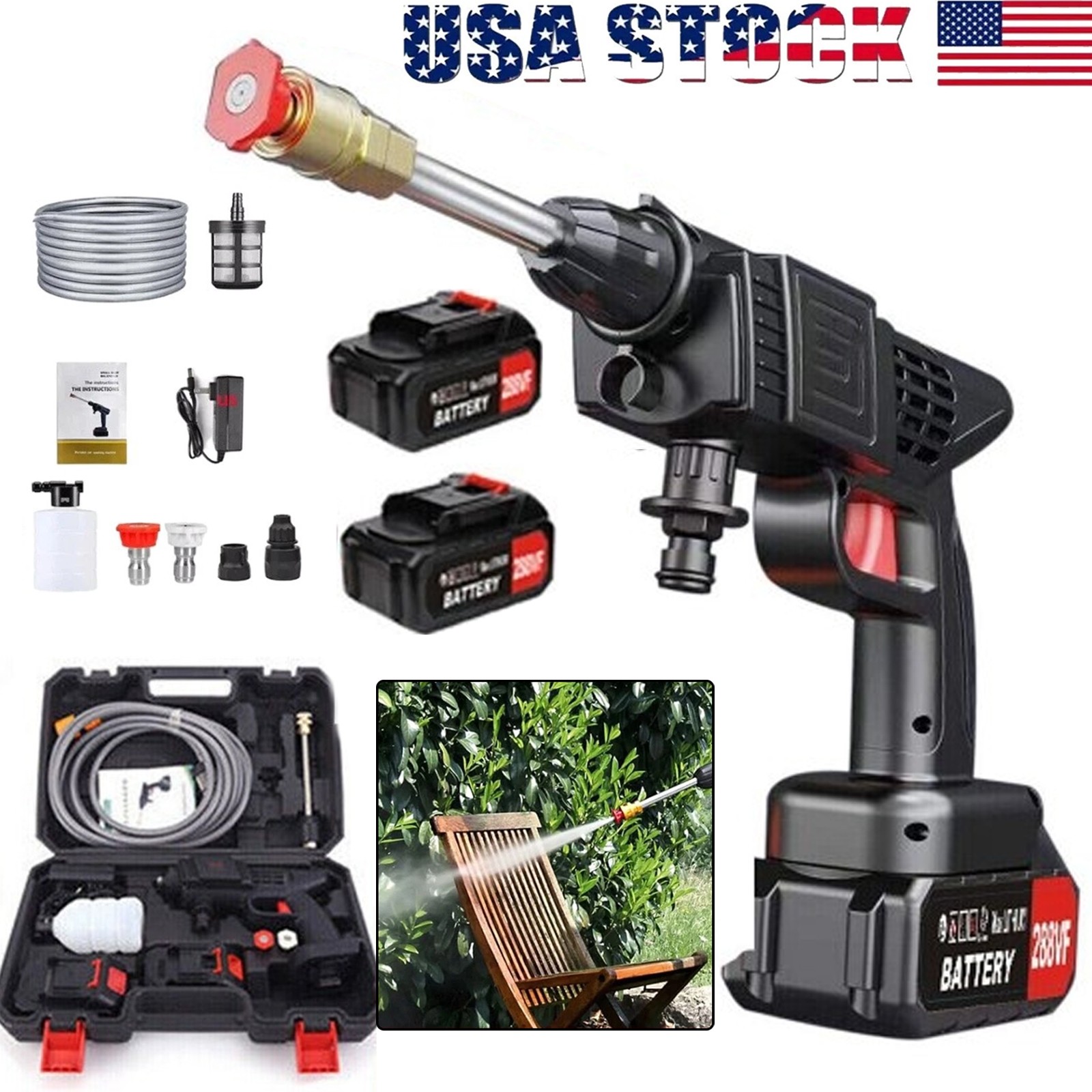 Electric High Pressure Water Spray Car Gun Portable Cordless Washer Cleaner Yard