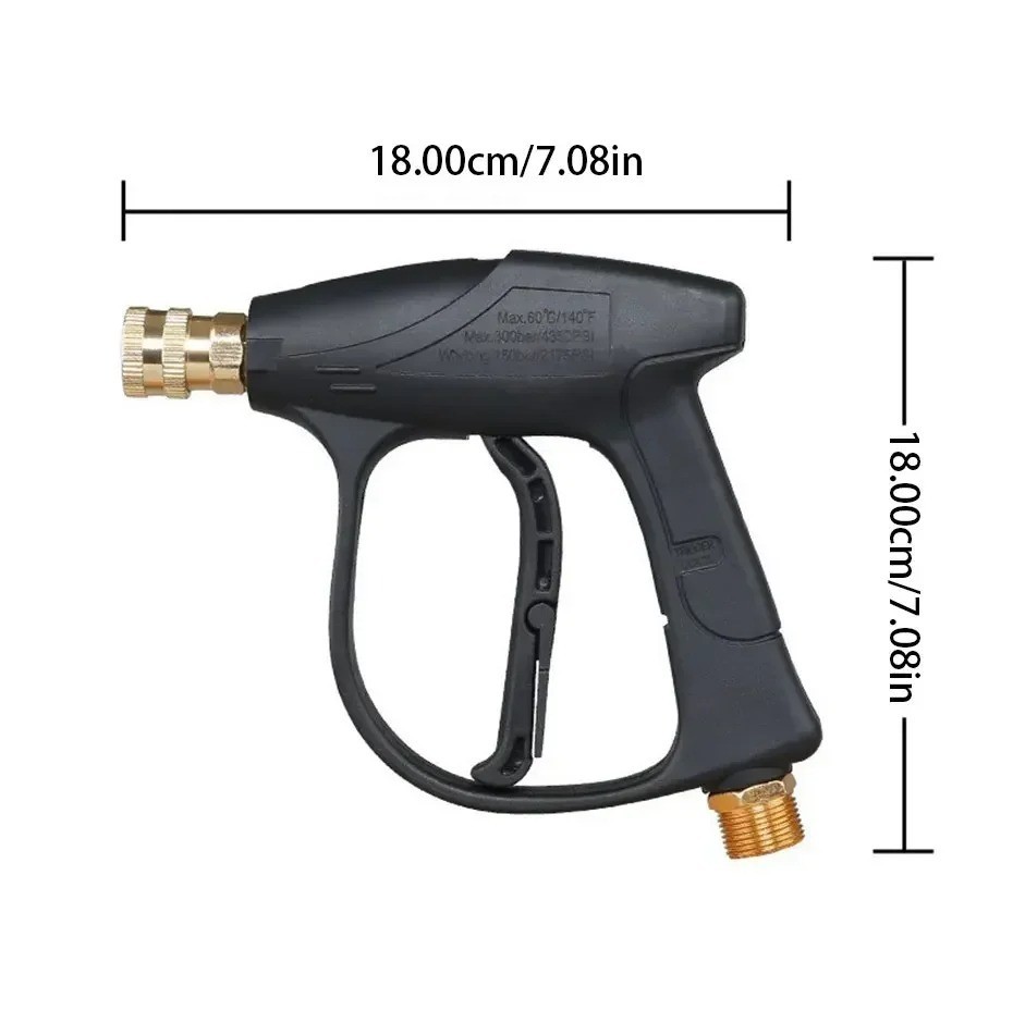 150Bar High Pressure Car Wash Gun Quick Connect with 5 Spray Nozzles Aluminum
