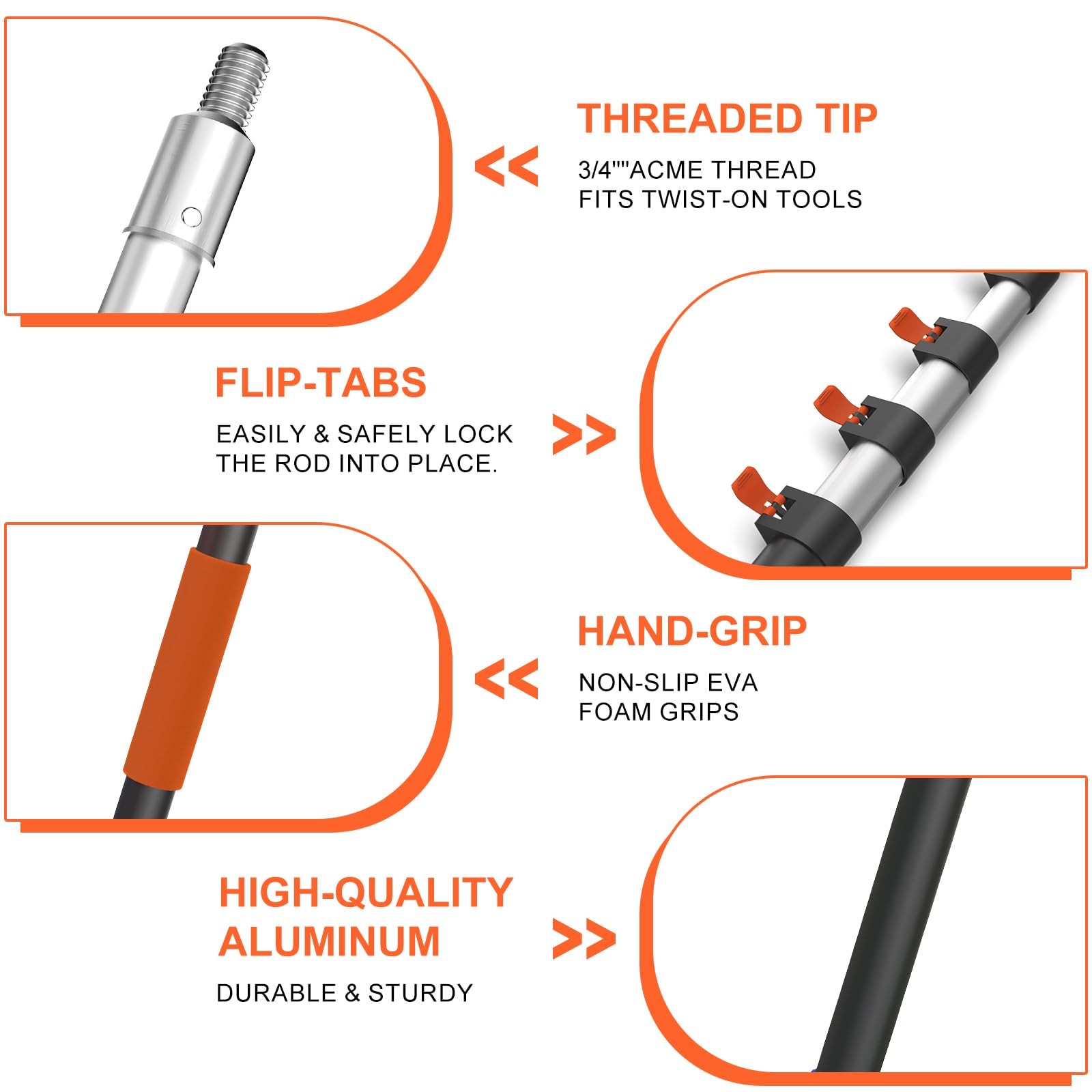 Buyplus 18FT Reach Car Wash Brush with Long Handle – 12FT, Orange