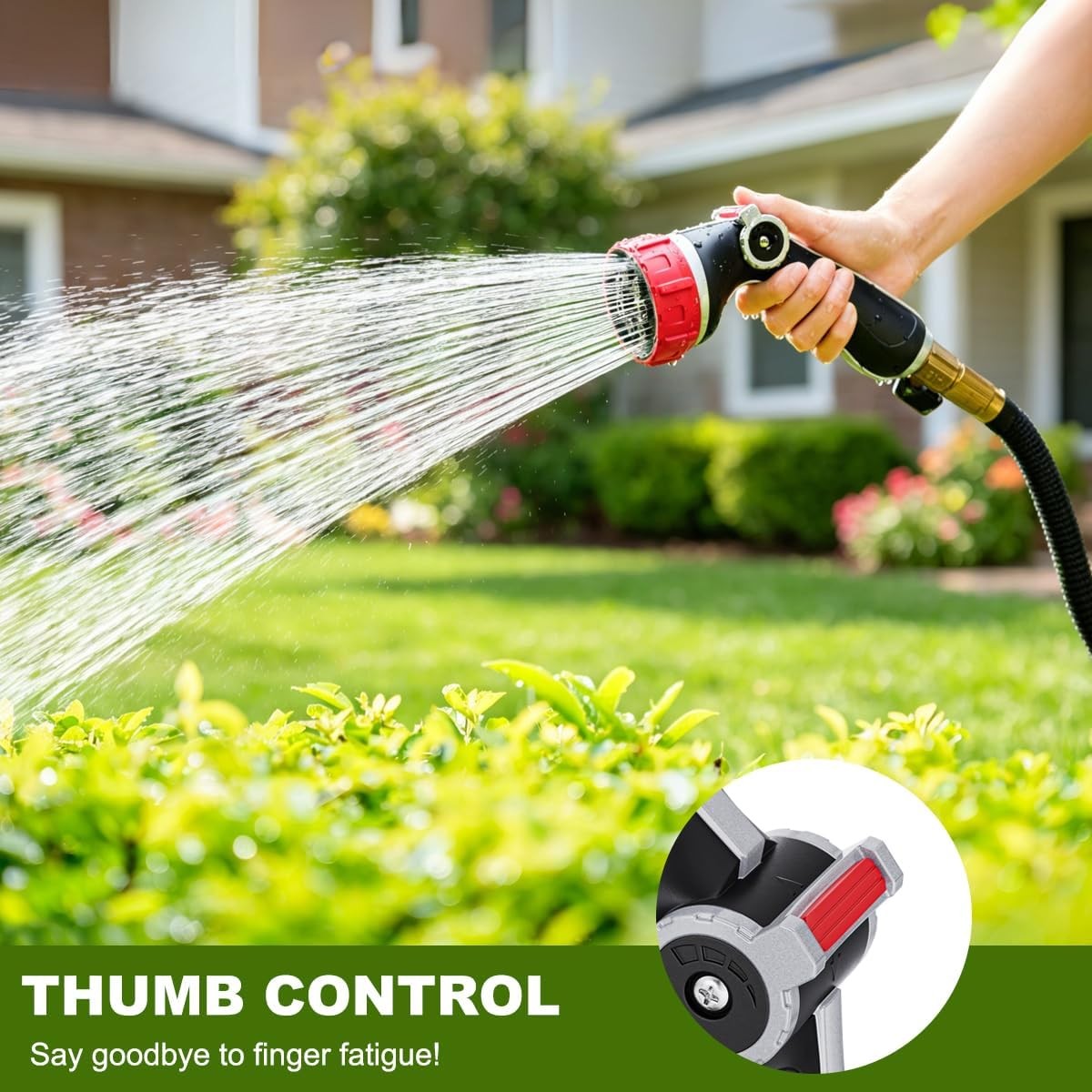 100% Metal Garden Hose Nozzle, 3 Adjustable Jet Modes, 7 Patterns