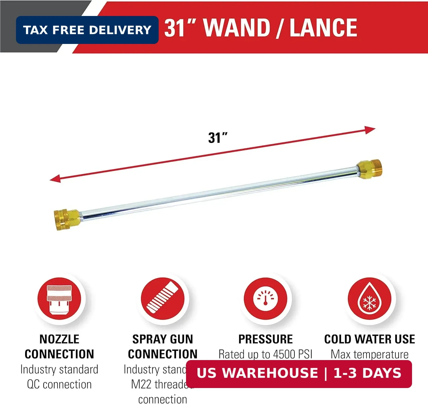 Simpson Cleaning 80479 Universal 31-Inch Pressure Washer Wand for Cold Water Use