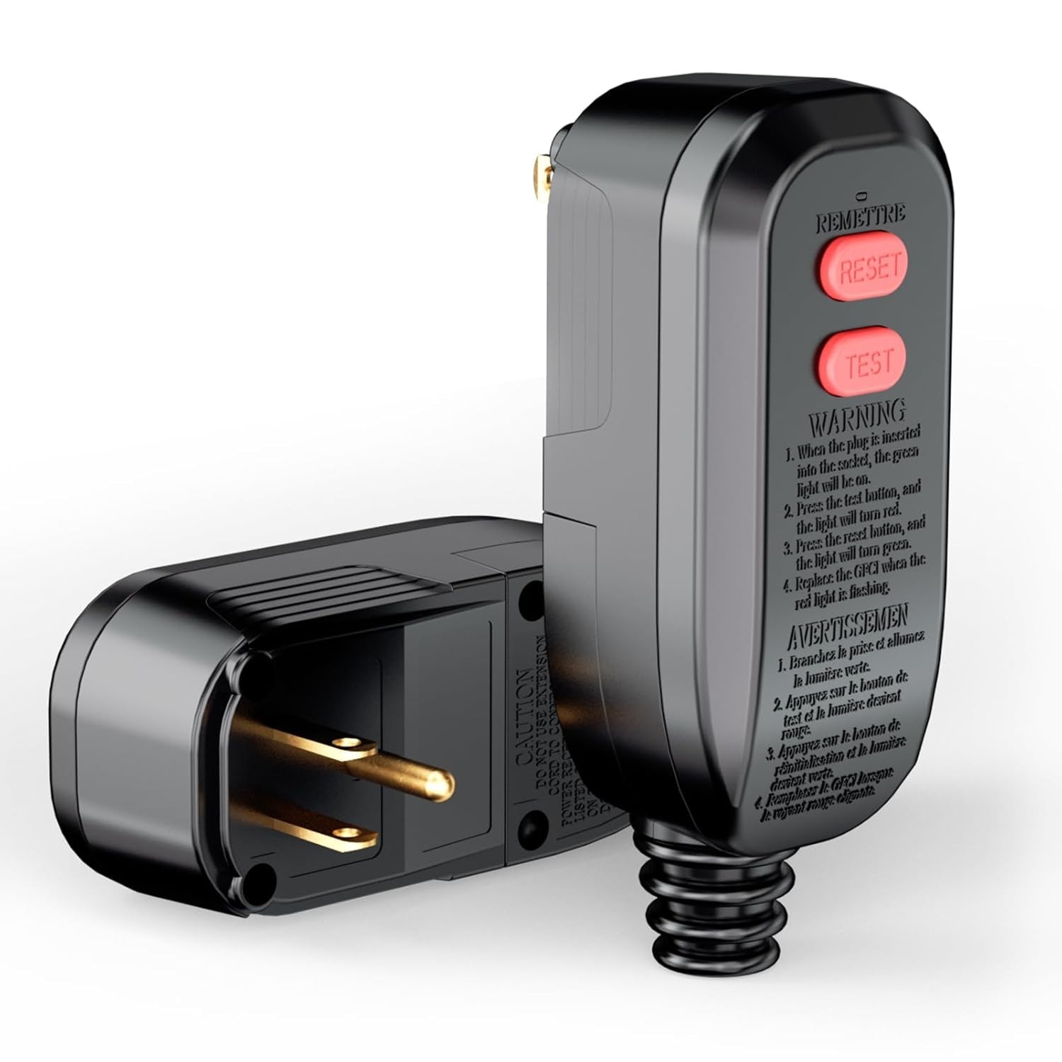 GFCI Auto Reset Plug 15A 3-Prong Waterproof for Pressure Washer & Hot Tub
