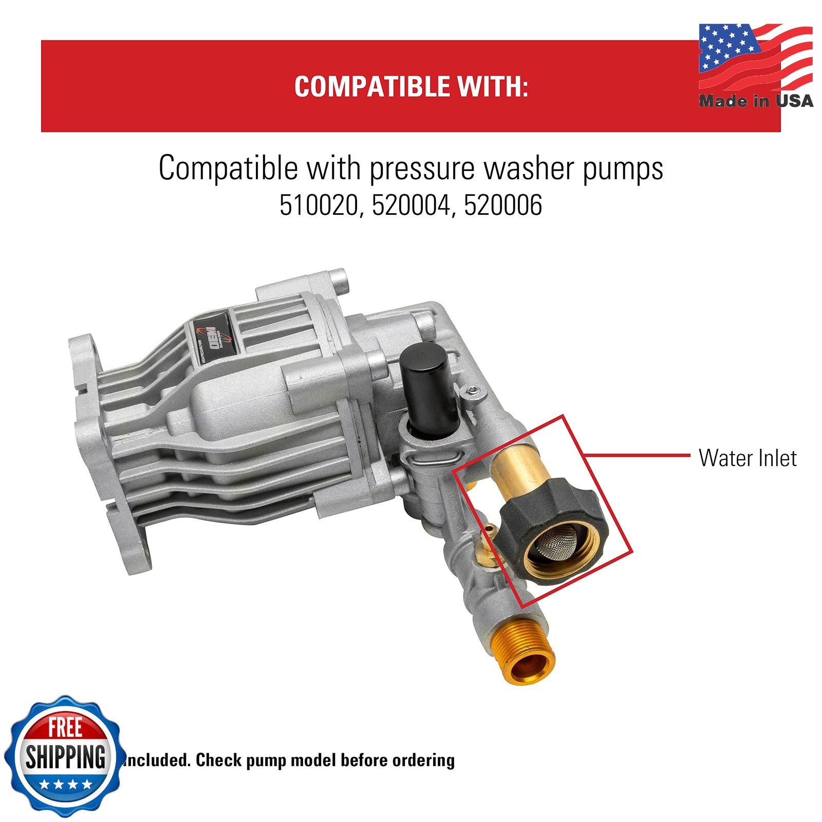Simpson Cleaning 7110166 Water Inlet Fitting for OEM Technologies Axial Cam Pres