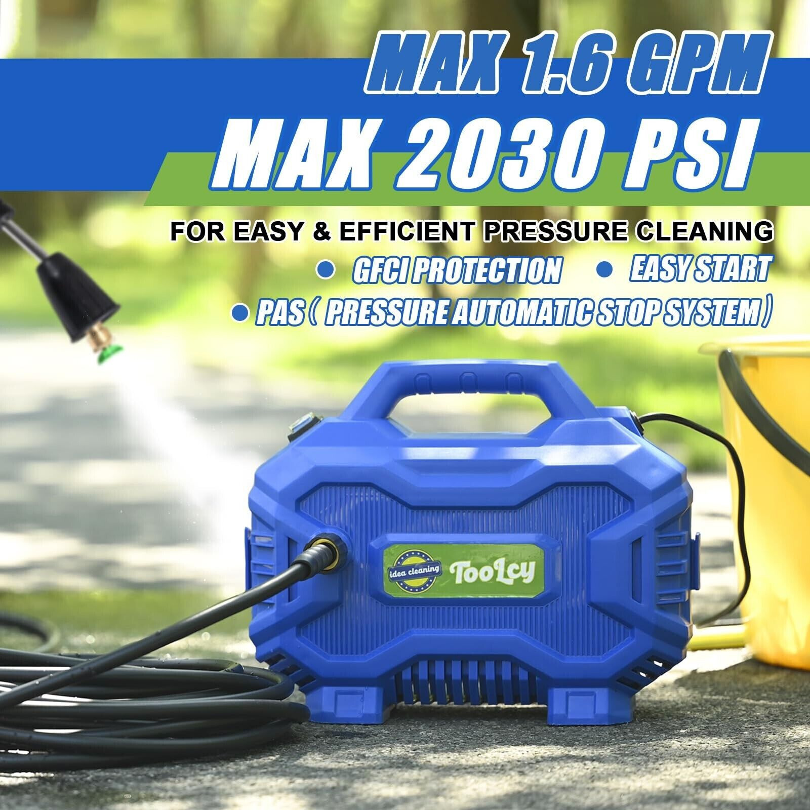 Toolcy Compact Car Pressure Max 2030 PSI Small Electric Power Washer, 50 FT