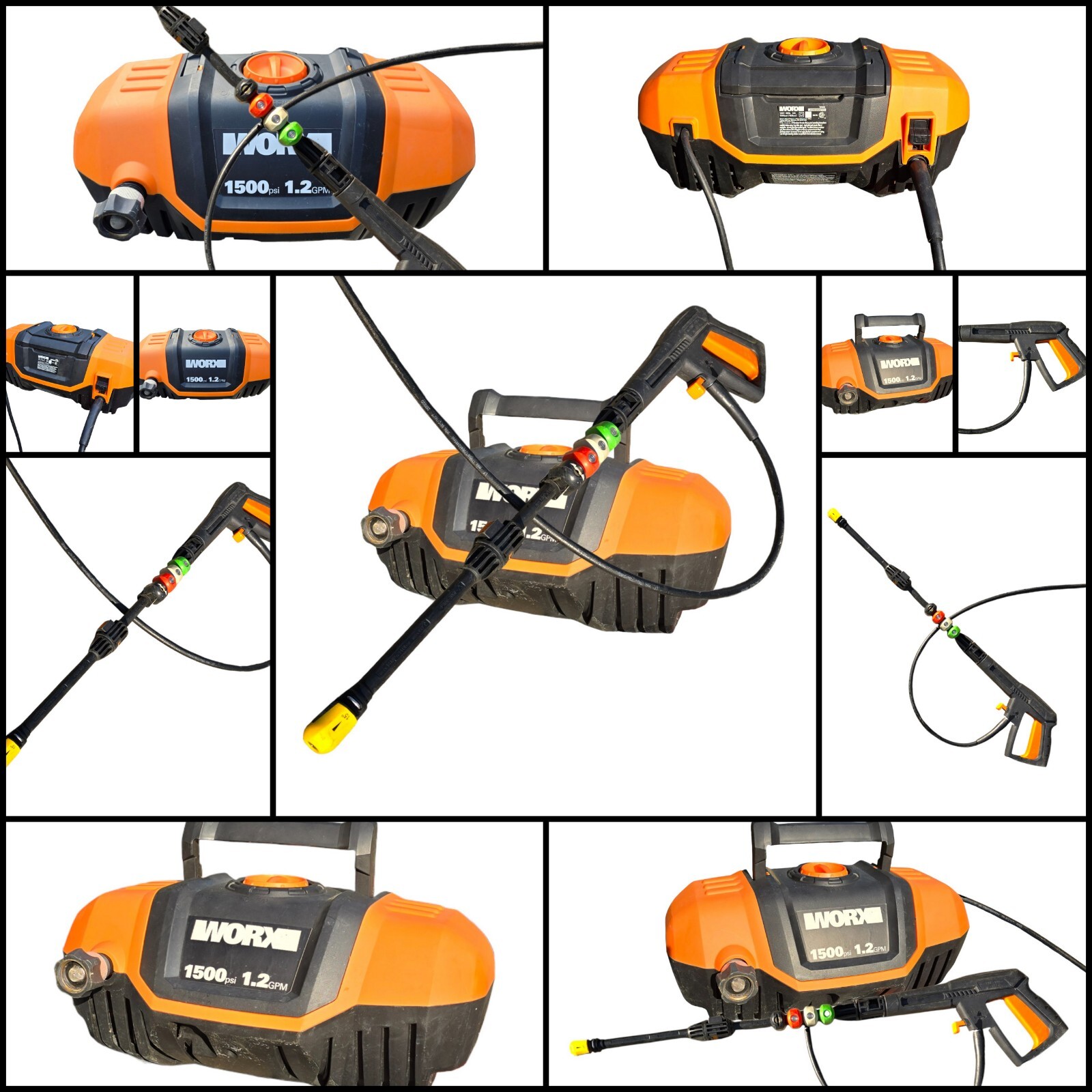 WORX WG601 1500 PSI 1.2 GPM Electric Pressure Washer 13A, with Multiple Nozzles