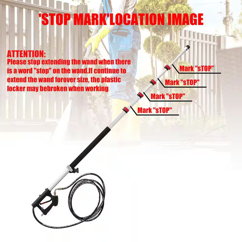 24 Ft. Telescoping Pressure Washer Extension Sprayer Wand Telescopic Gutter Clea