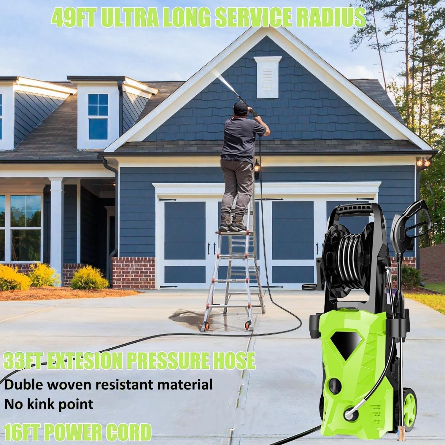 5000 PSI Electric Pressure Washer 2.8 GPM with Nozzles & Soap Bottle