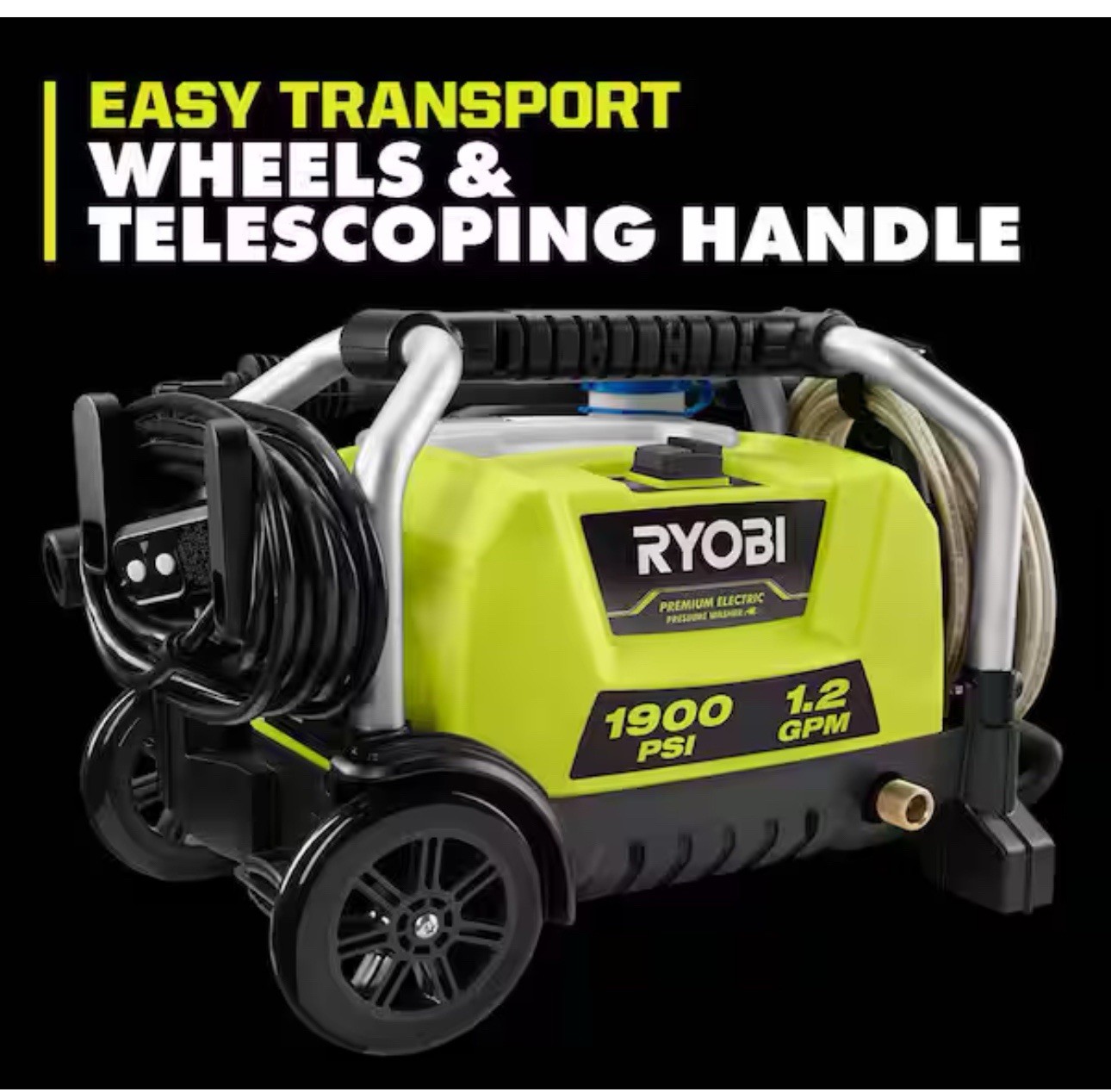 RYOBI 1900 PSI 1.2 GPM ELECTRIC PRESSURE WASHER RY1419MT -OPEN BOX-