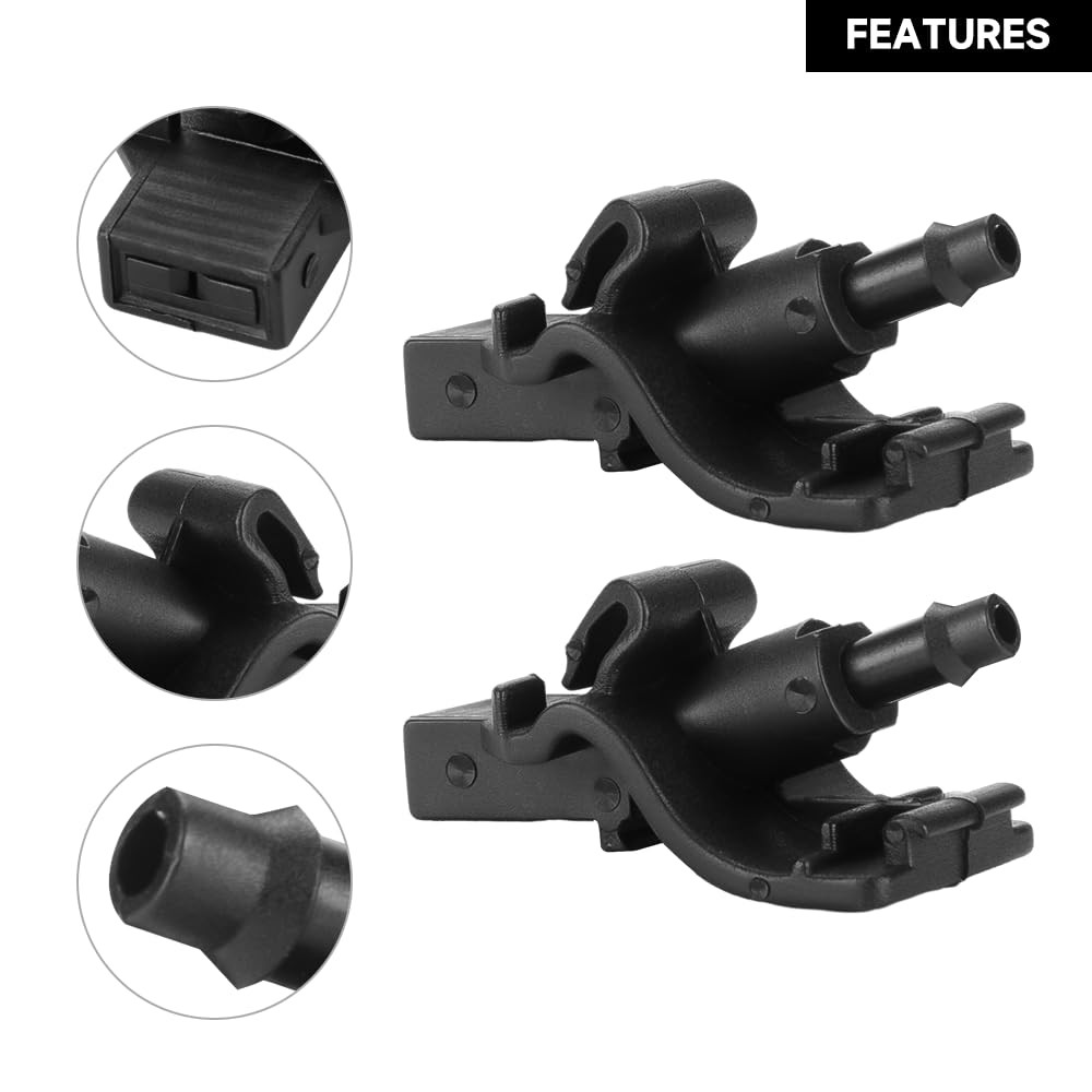 Front Windshield Washer Nozzles Wiper Spray 4.33 x 3.34 x 1.18 inches, Black