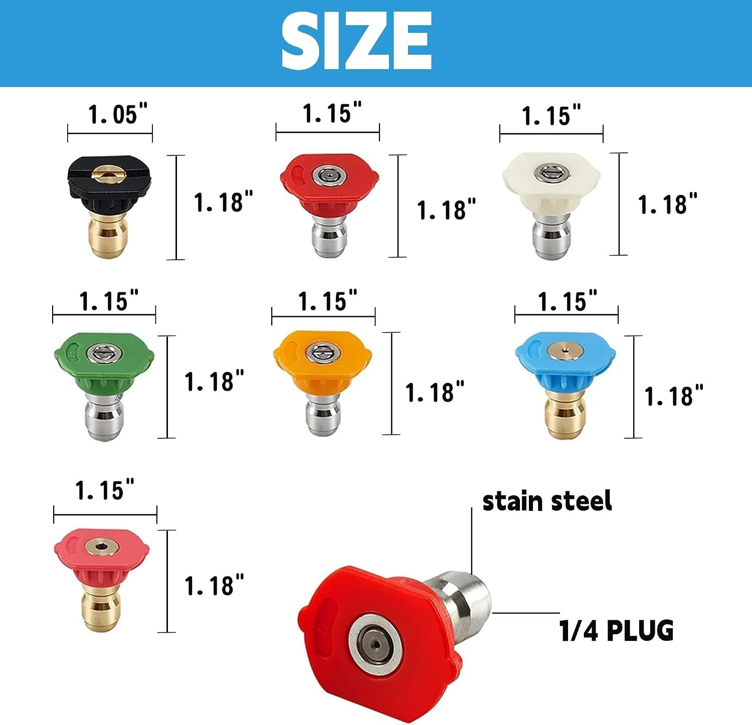 7 Durable Pressure Washer Nozzle Tips Set with Holder, 4000 PSI Performance