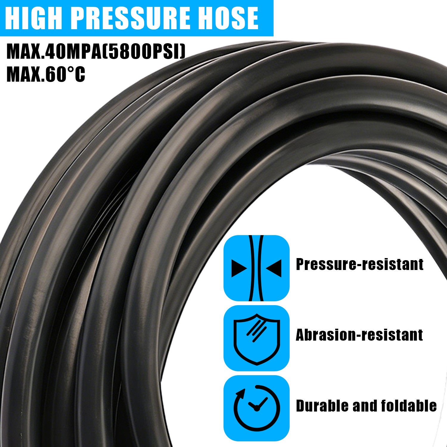 32FT 1/4″ M-NPT 5800PSI Drain Cleaner Hose Sewer Jetter Kit for Pressure Washer
