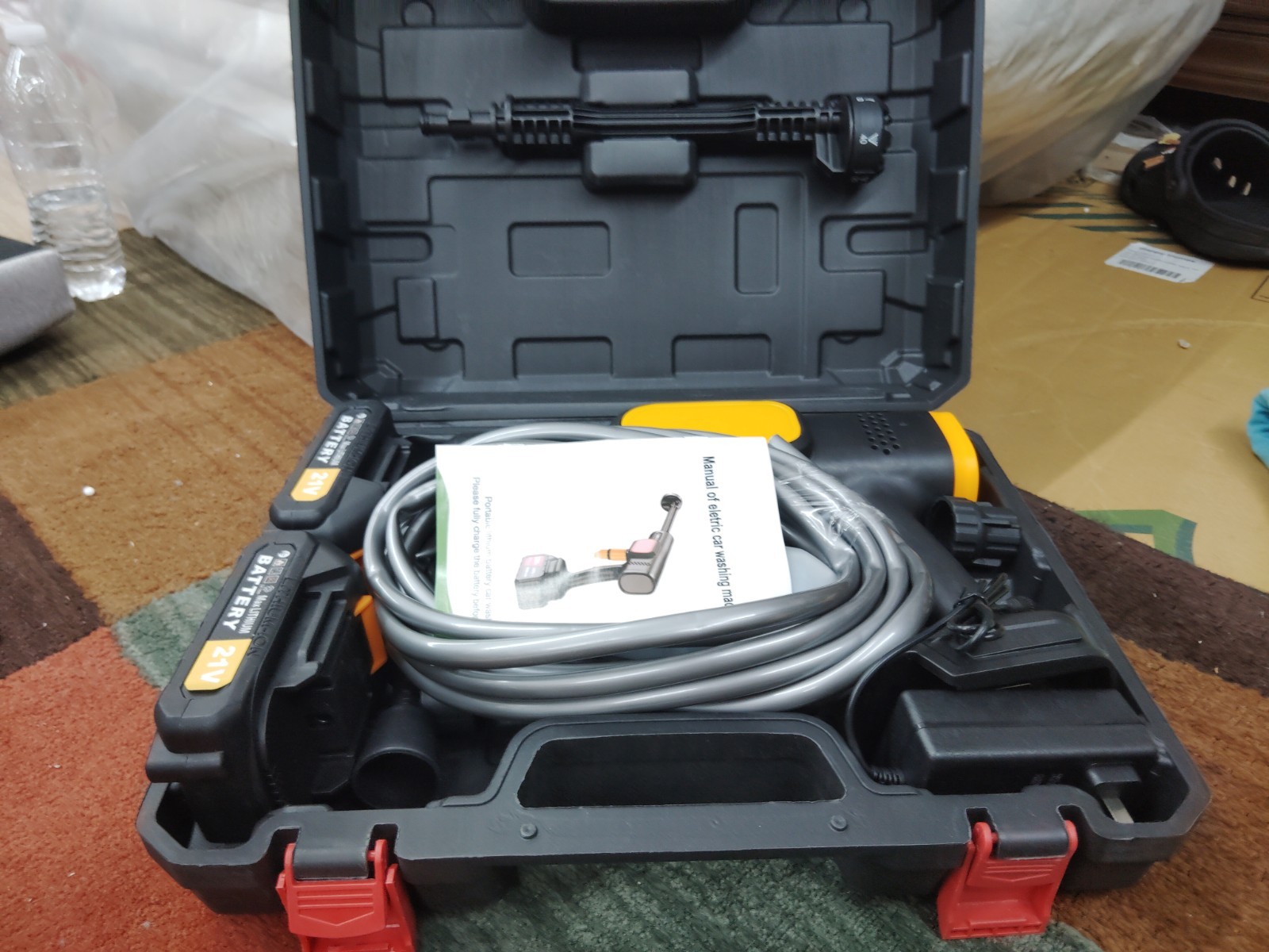 21V Cordless Battery Cold Water Pressure Washer Kit w/ Hose Gun Case Charger