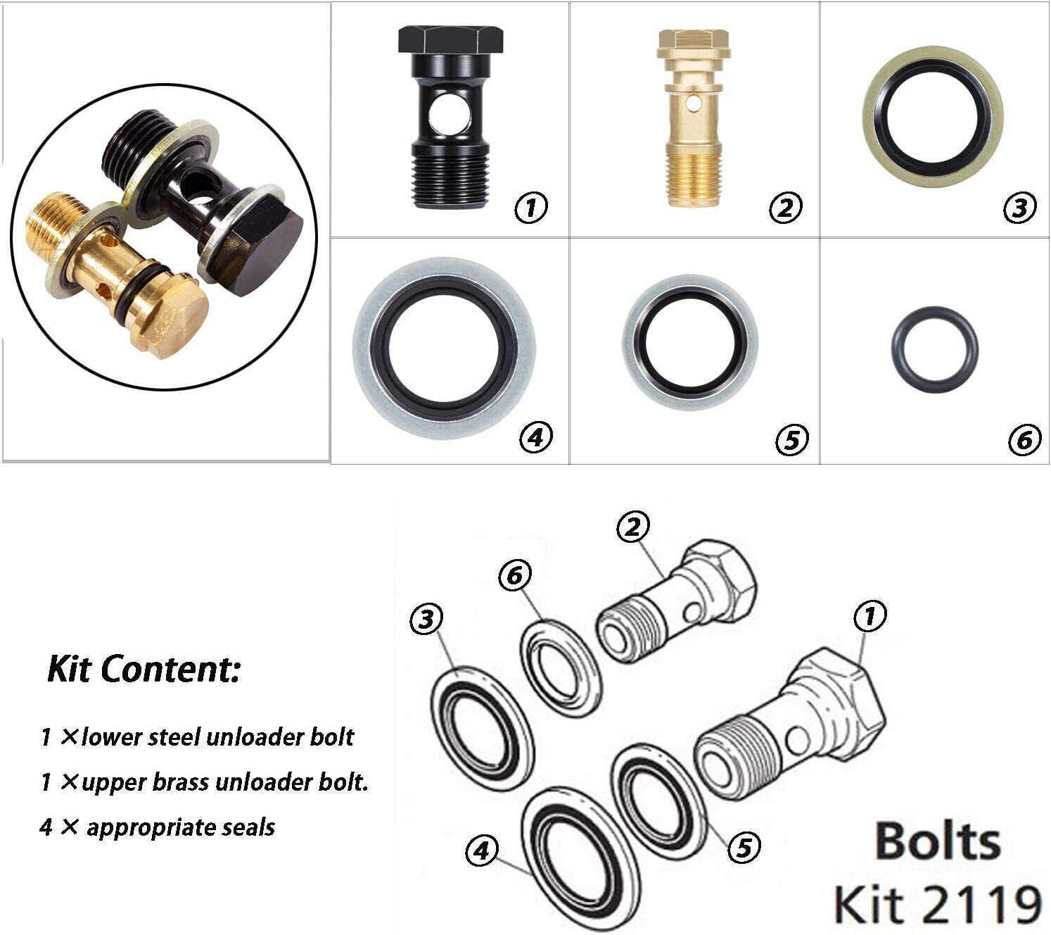AR2119 Gymatic 3/B Unloader Mounting Bolt Kit for XM& RK series Annovi Reverberi