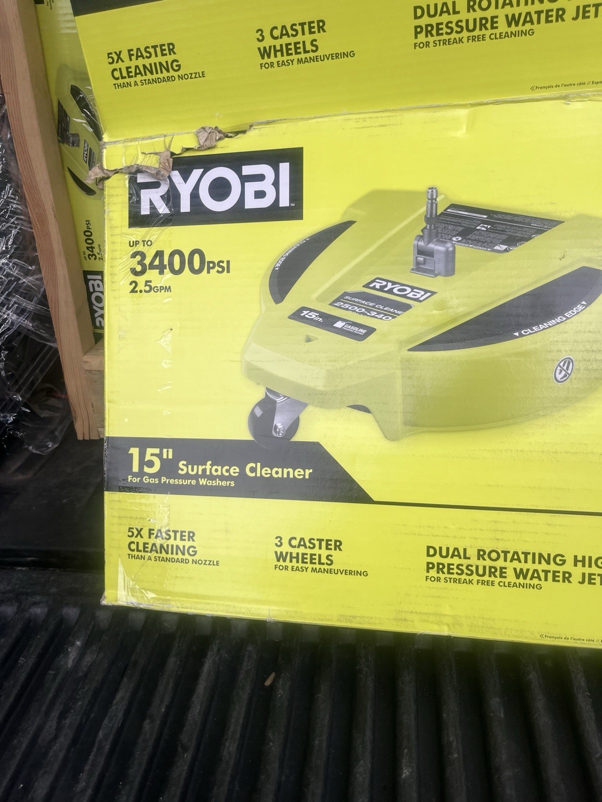 RYOBI 15 in. 3400 PSI Gas Pressure Washer Surface Cleaner w/Caster Wheels