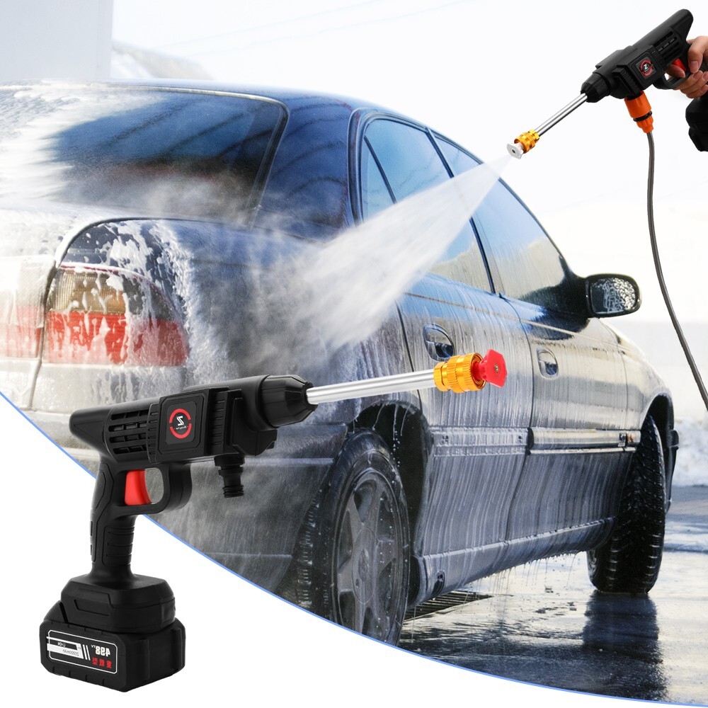 600W Cordless Car Pressure Washer Water Gun 24000rpm High Power Jet Wash Cleaner