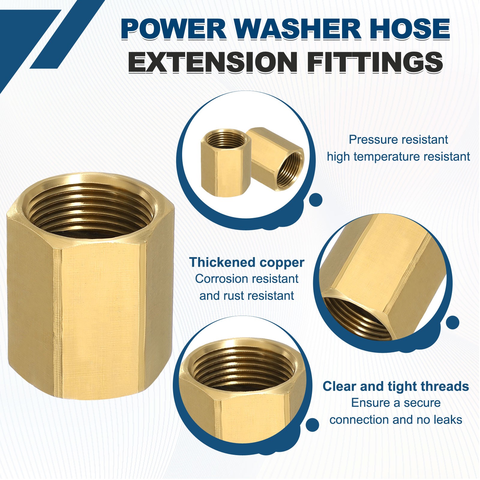 Pressure Washer Connector M22 Female to M22 Female 4800PSI Copper