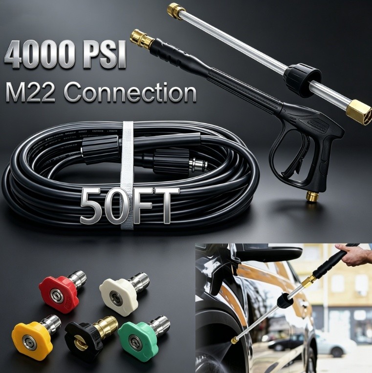 Car Power Washer High Pressure 4000PSI Spray Gun Wand Lance Nozzle and Hose Kit