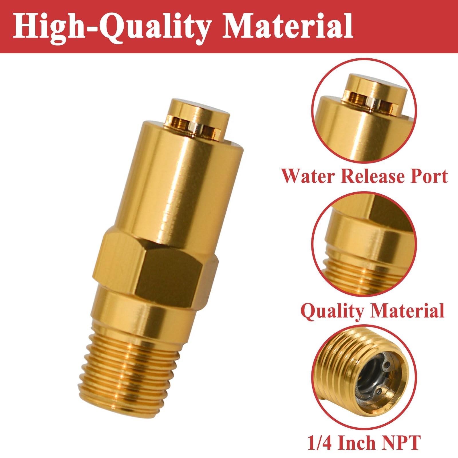 7101359 Thermal Relief Valve for Gas Powered Pressure Washer Pumps, 1/4 Inch NPT