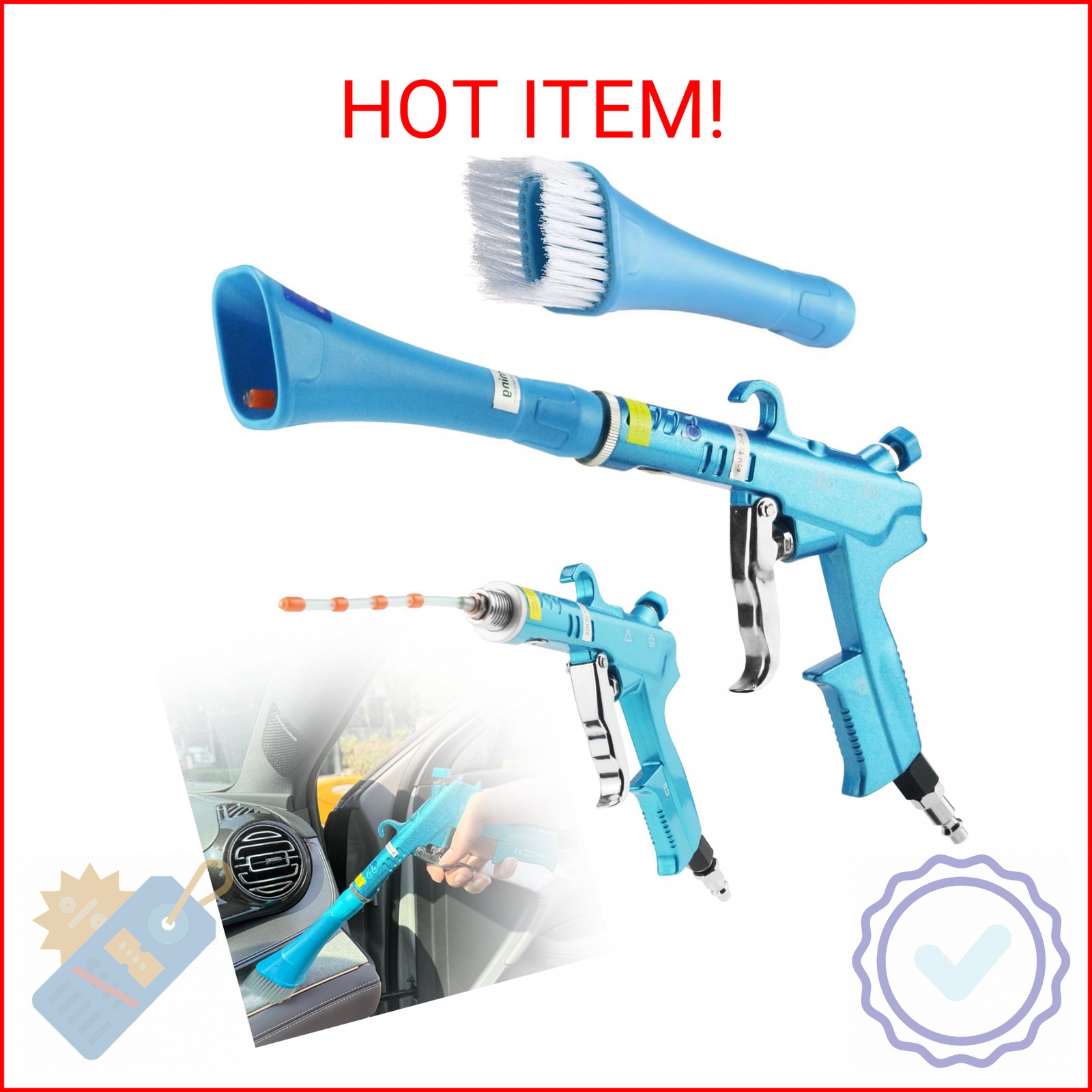 GOCCIDA Tornado Dry Car Cleaning Gun Detailing Interior Dryer Air Blow Gun for C