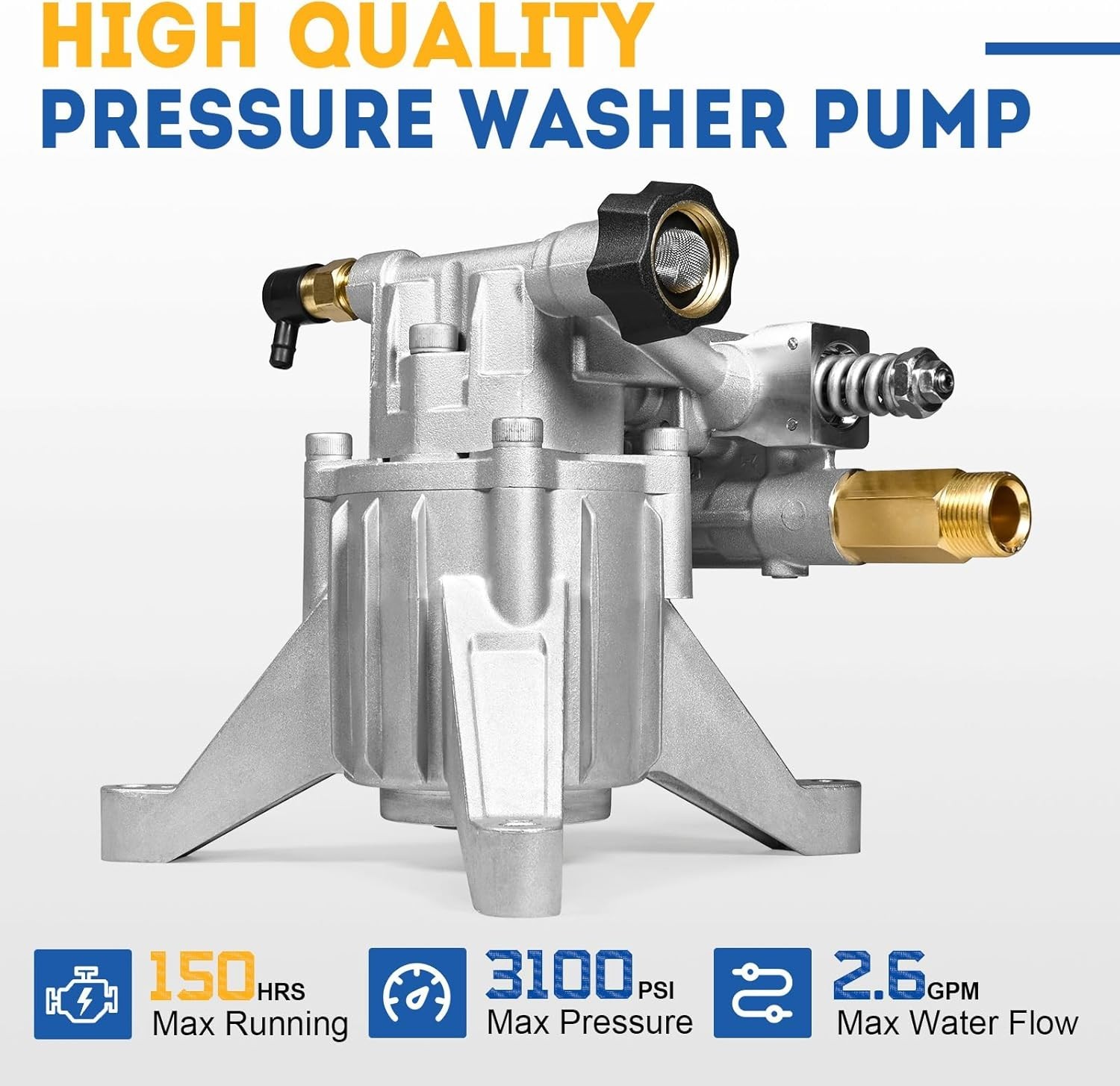 TOOLCY 3200 PSI 7/8″ Vertical Pressure Washer Pump 2.5 GPM for Simpson, Ryobi