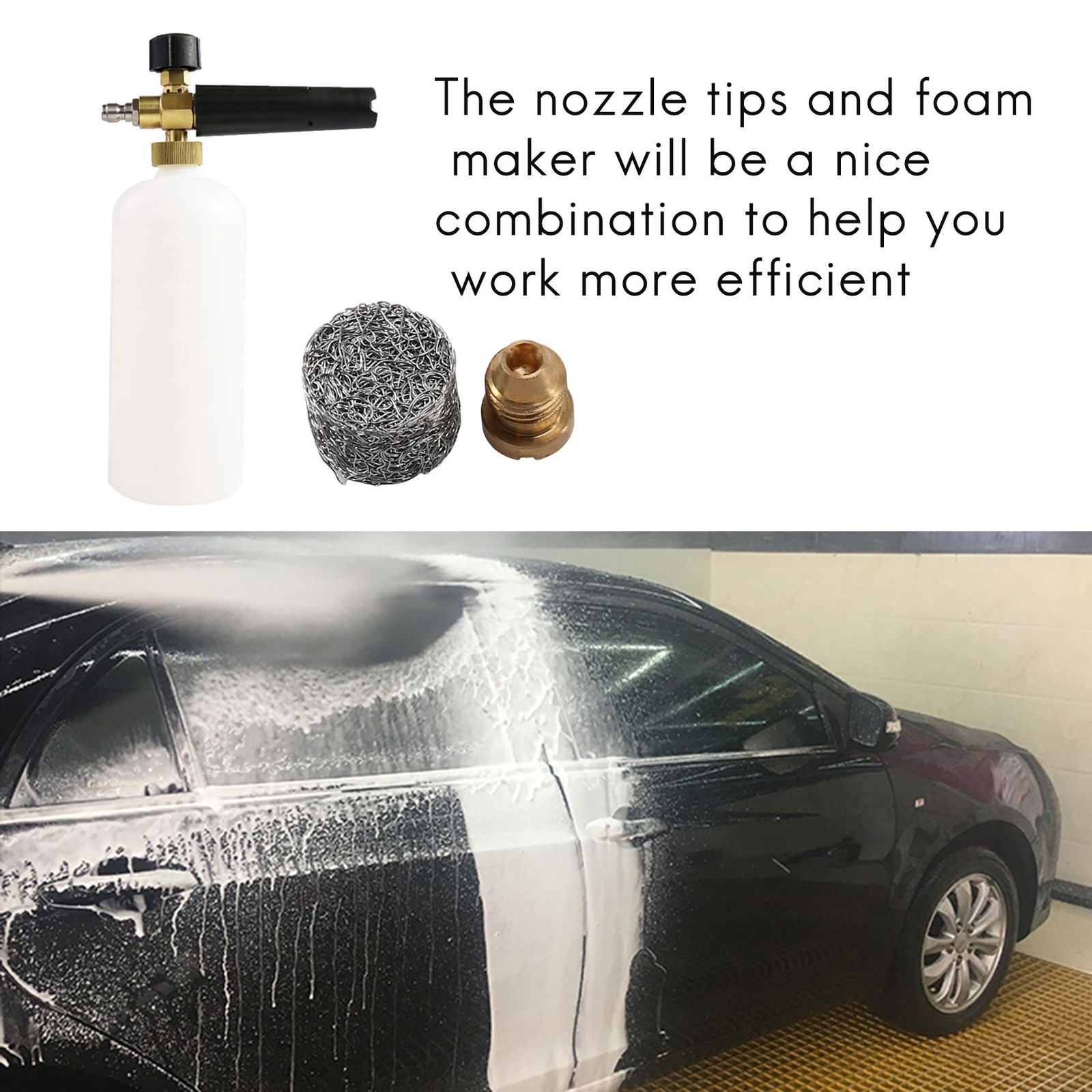 4 Pieces Foam Cannon Orifice Nozzle Tips and 10 Pieces Foam Maker,9649