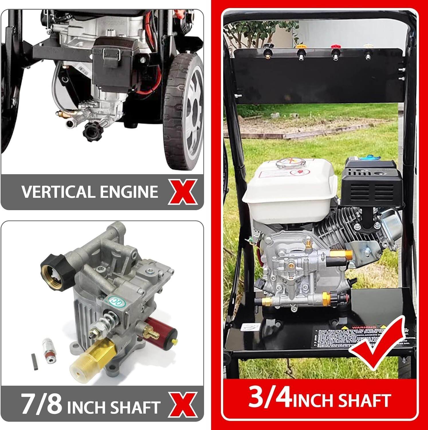 Universal 3/4″ Shaft Pressure Washer Pump – 2400 to 2800 PSI, 3.1 GPM Flow