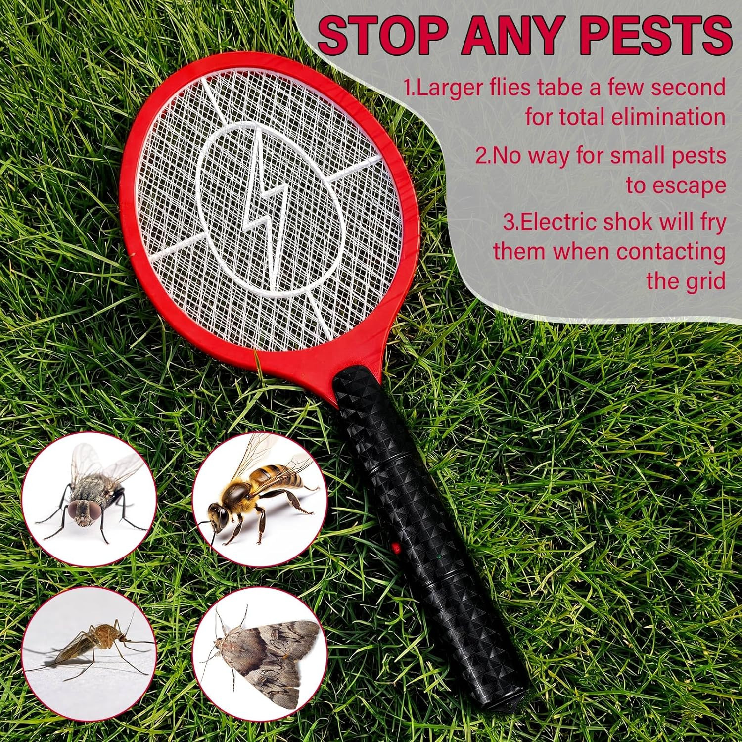 12 Pack Electric Fly Swatter Bulk, Bug Zapper Rackets for Indoor Outdoor Fly Mos