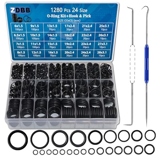 Pcs 24 Size Rubber O-Ring Assortment Kit with Pick and Hook Set for 1280