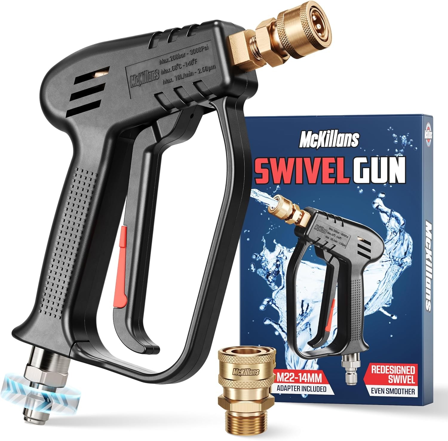Pressure Washer Spray Handle with Swivel Foam Cannon Wide Mouth M22 Adapter