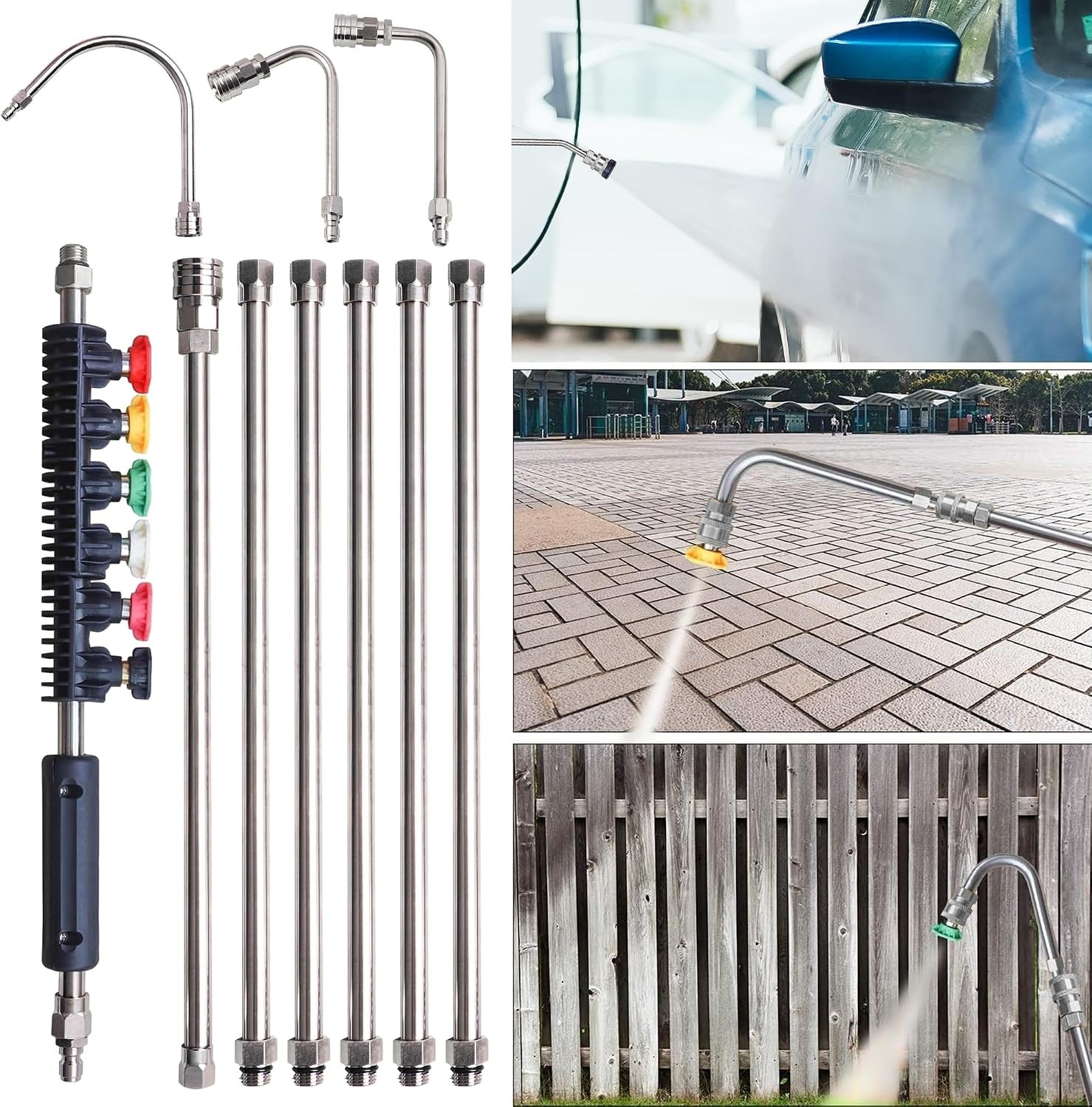 Durable Pressure Washer Wand Set with 4000 PSI Capability and Various Nozzles