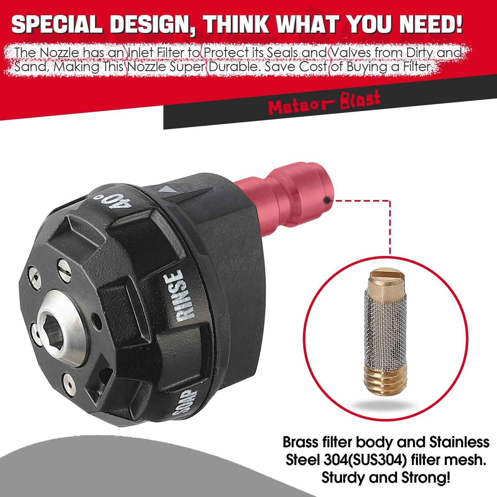 6-in-1 Adjustable Pressure Washer Nozzle Tips, Quick Connect 1/4″ for 4500PSI
