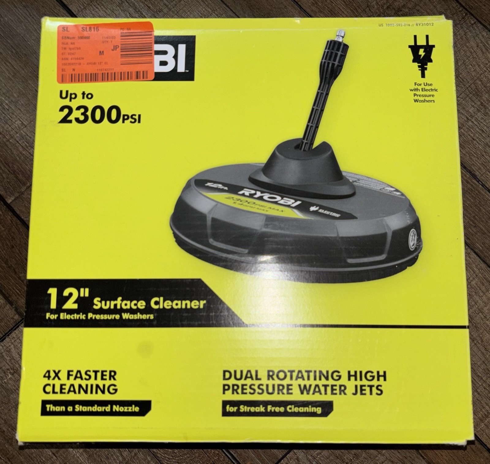 RYOBI (RY31012) 12 inch 2,300 PSI Electric Pressure Washers Surface Cleaner